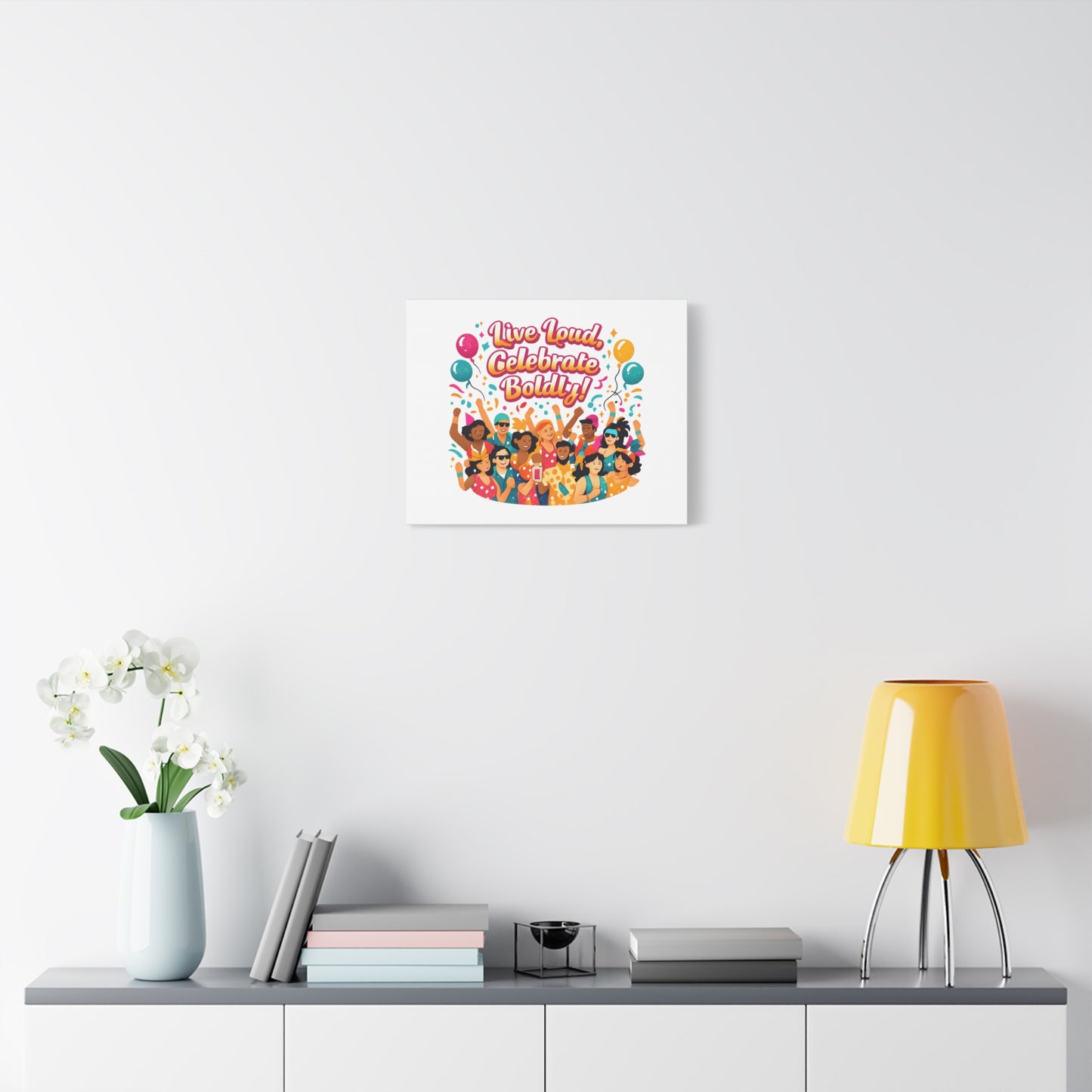 Live Loud Celebrate Boldly Canvas | Carnival Fiesta Confetti, Neon brights