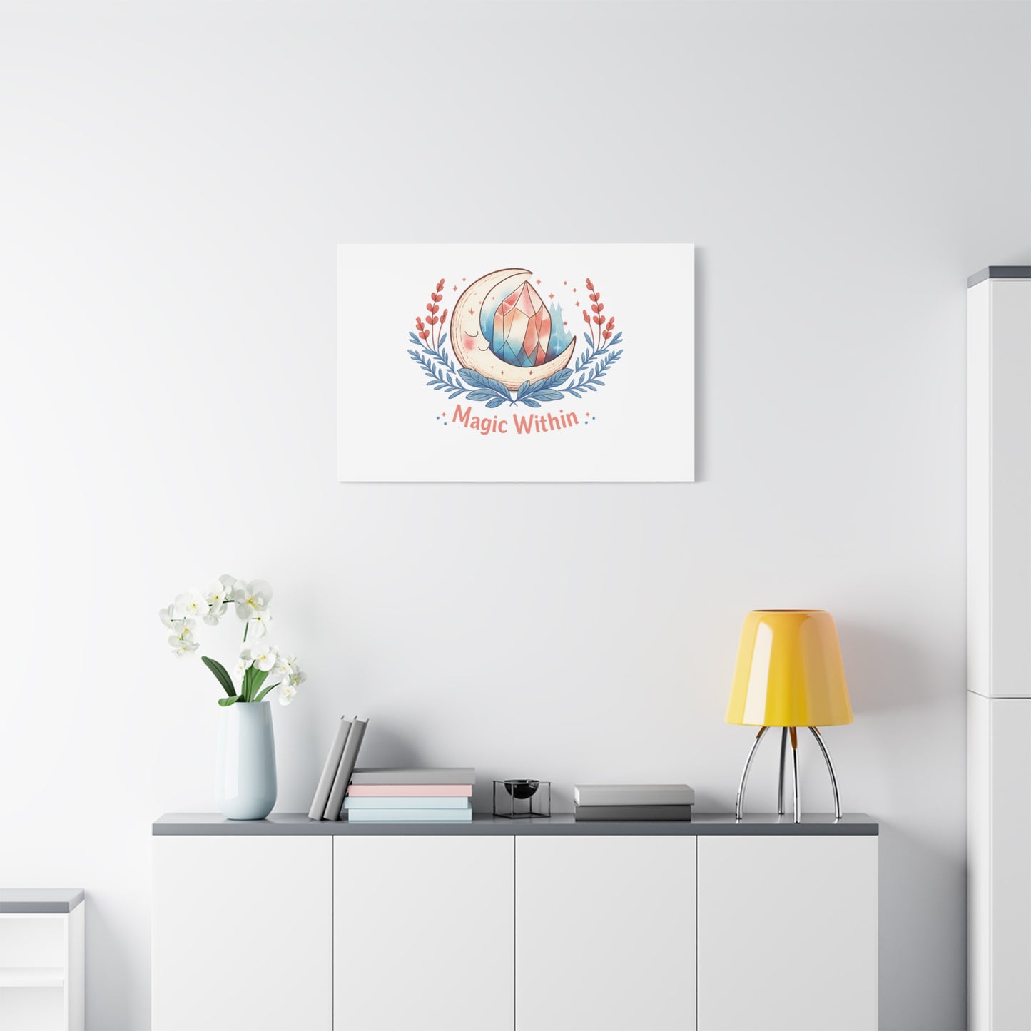 Magic Within Moon Crystal Canvas | witchcore, moon phase, crystals