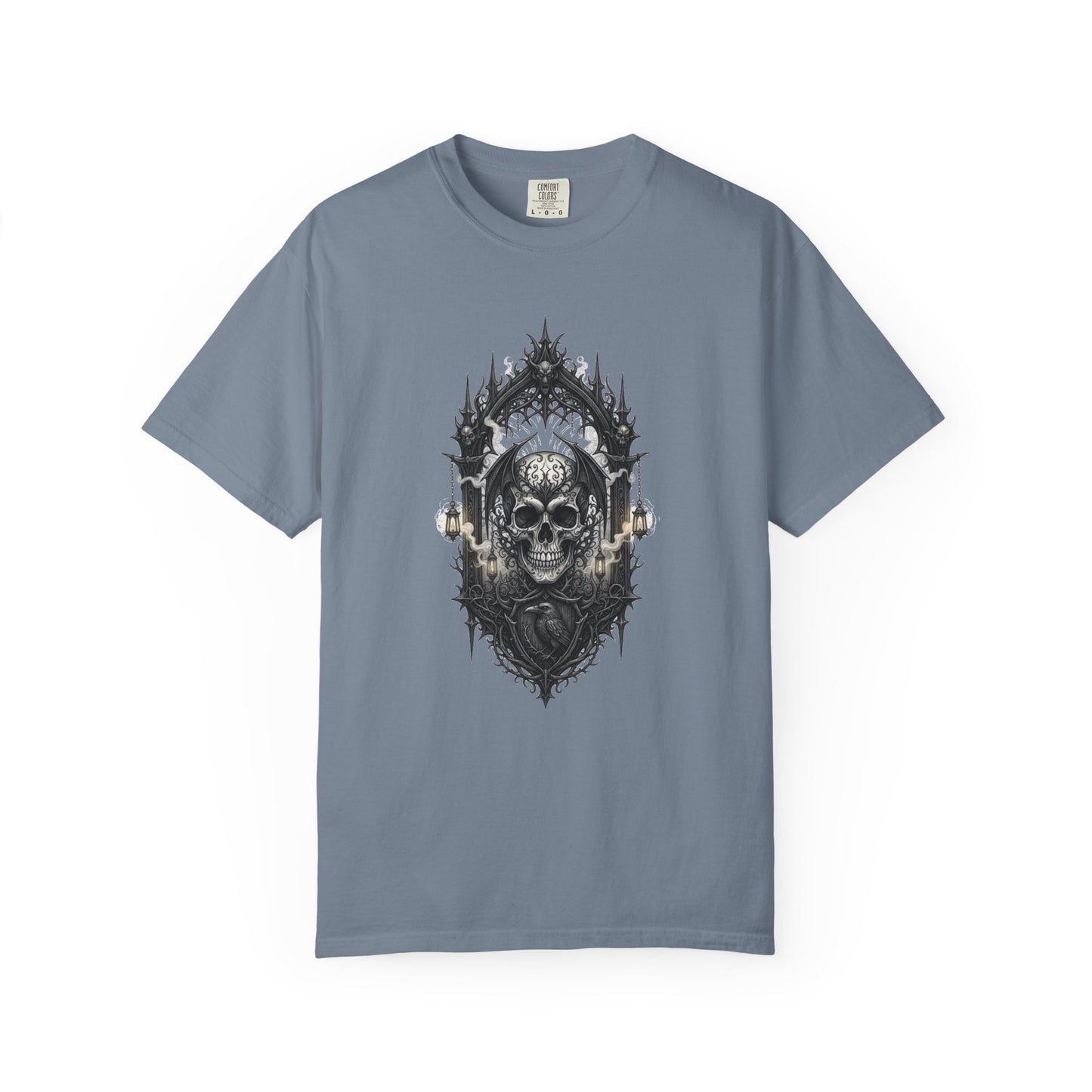 Skull Cathedral T-Shirt — Gothic Skull & Candle Graphic Tee