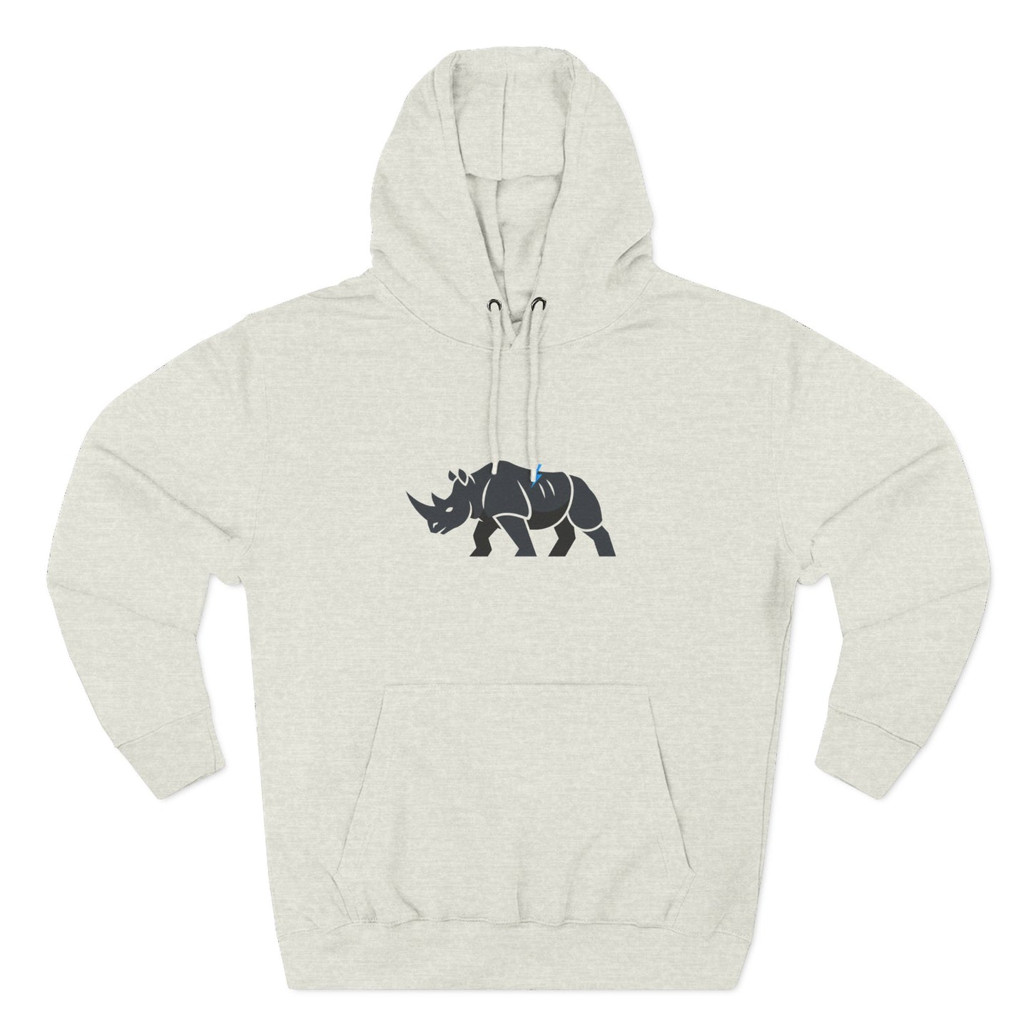Rhino Silhouette Hoodie — Minimalist Three-Panel Rhino Graphic Sweatshirt