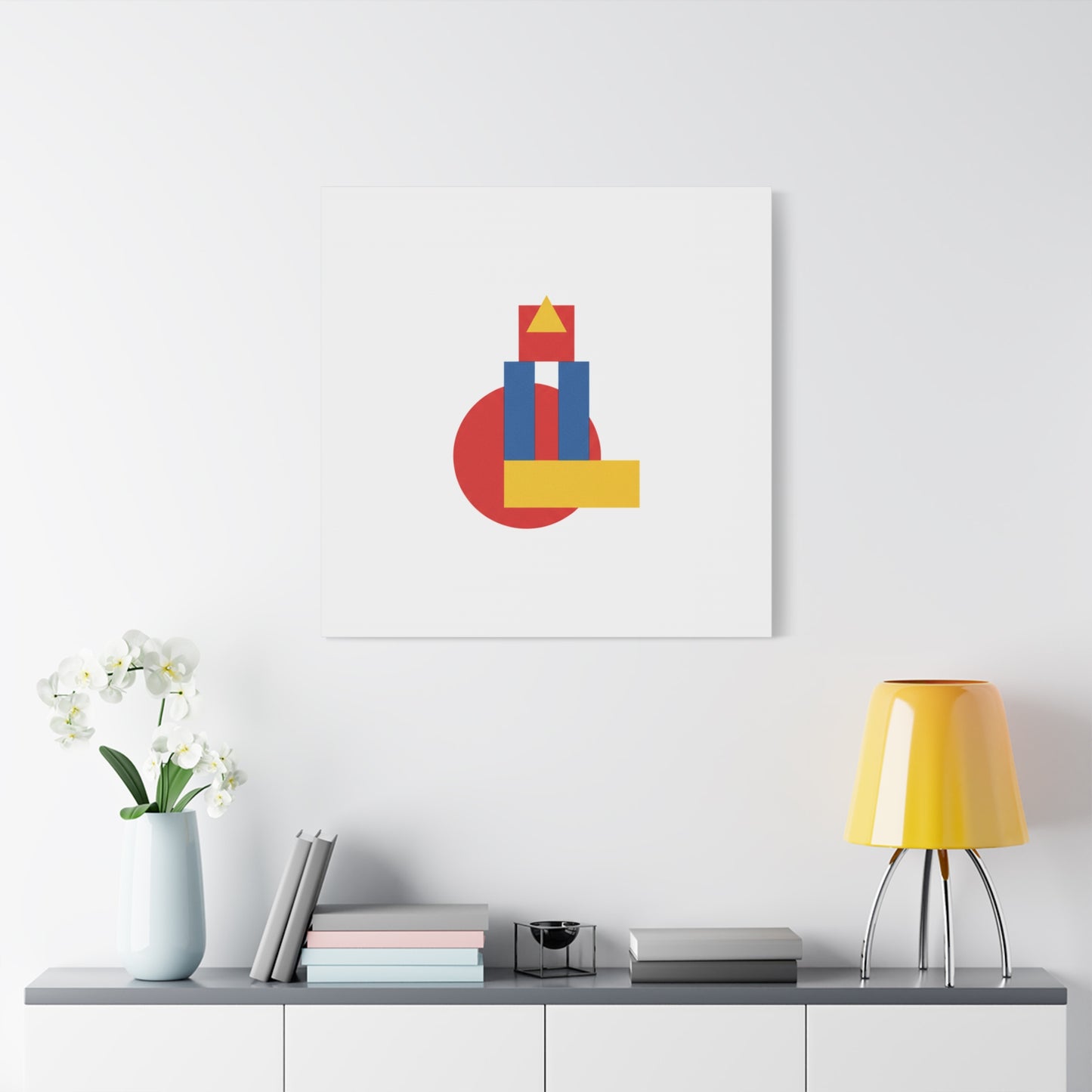 Abstract Geometric Shape Canvas Print — Minimalist Primary Color Wall Art