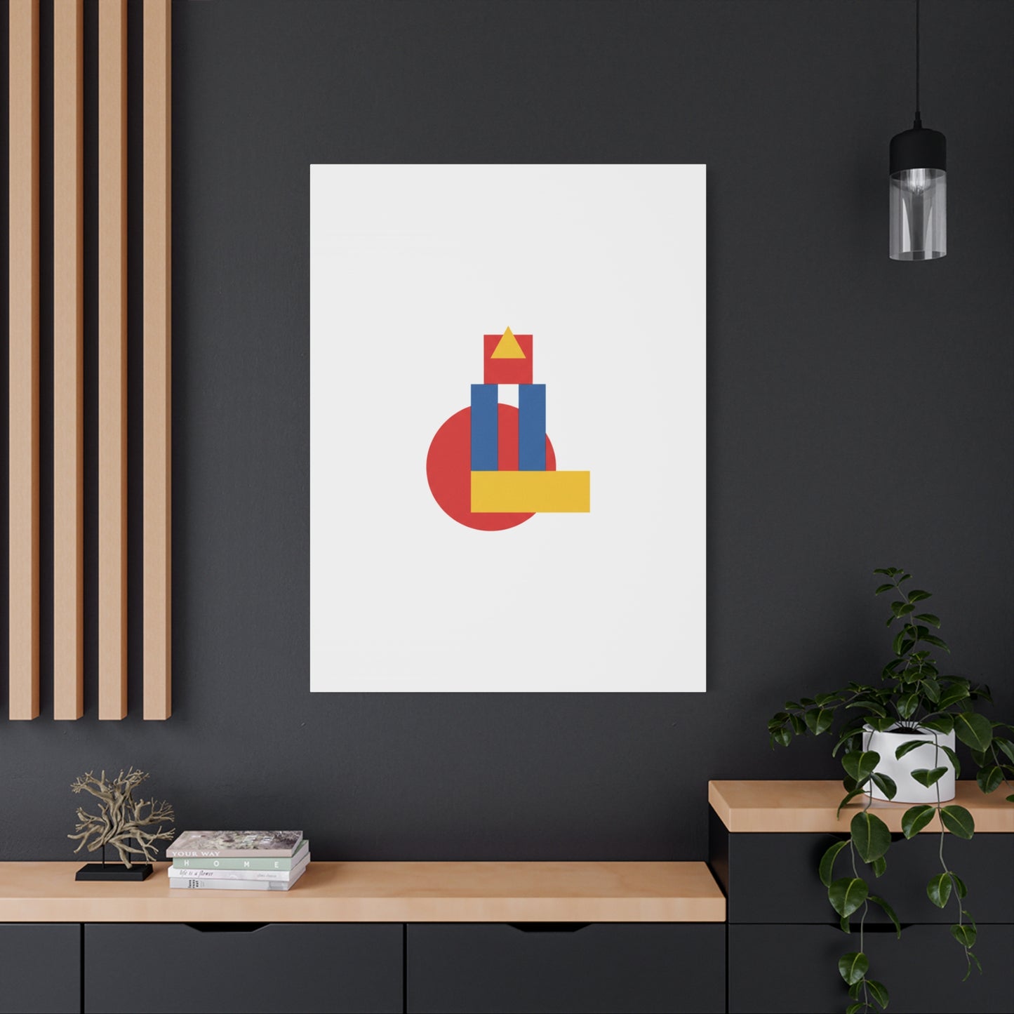 Abstract Geometric Shape Canvas Print — Minimalist Primary Color Wall Art