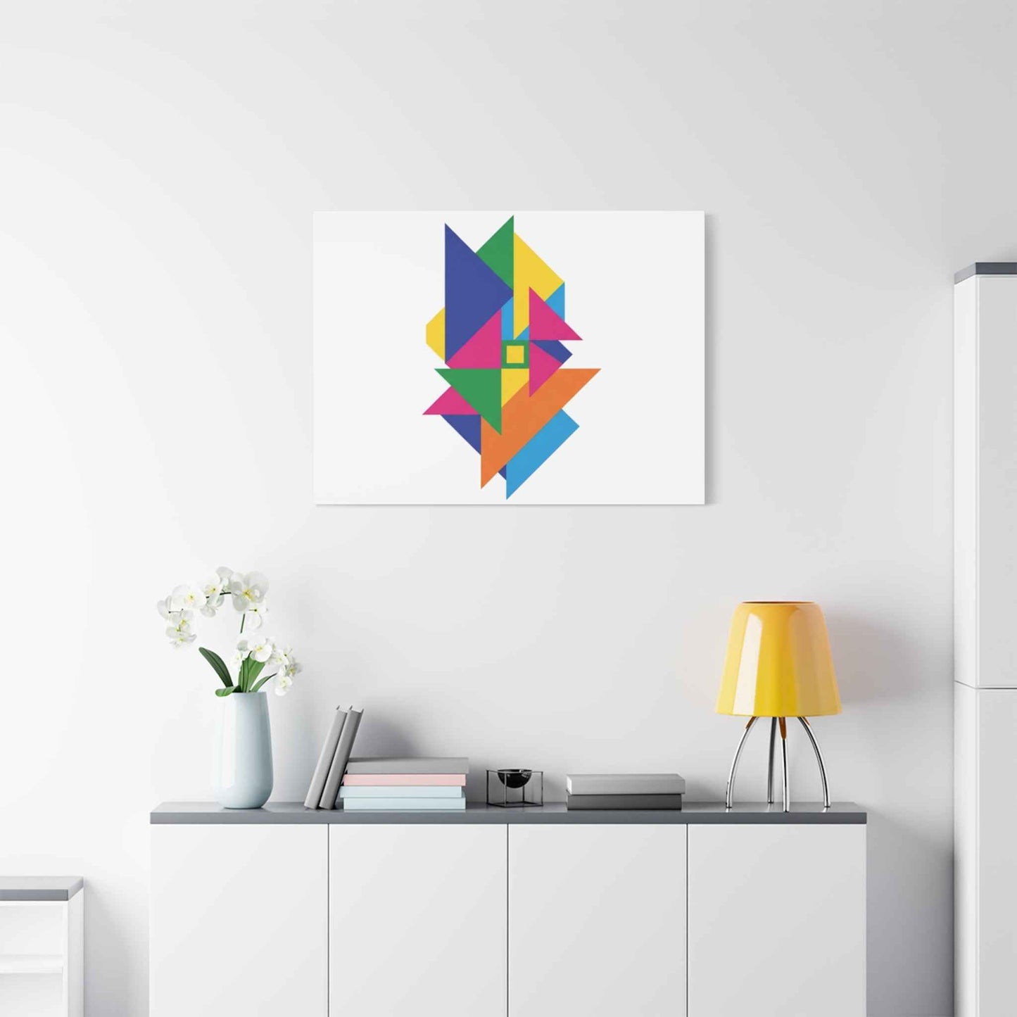Abstract Geometric Art Canvas — Colorful Modern Stretched Wall Art