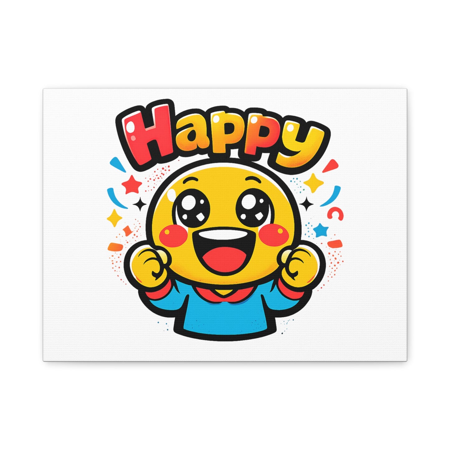 Happy Emoji Cartoon Canvas | Bold Cartoon, Thick Outline, Kawaii Minimal