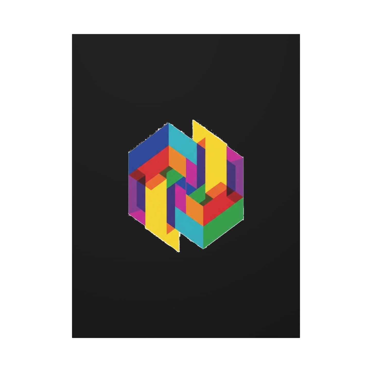 Colorful Geometric Cube Canvas Print — Modern Abstract Wall Art