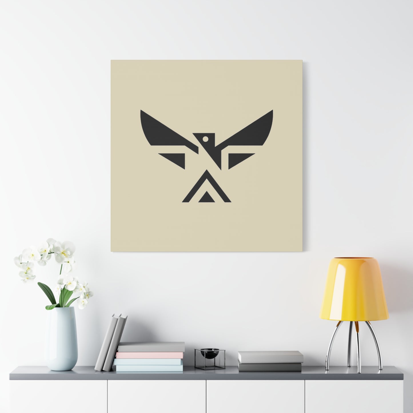Minimalist Geometric Eagle Canvas Print — Modern Native-Inspired Wall Art
