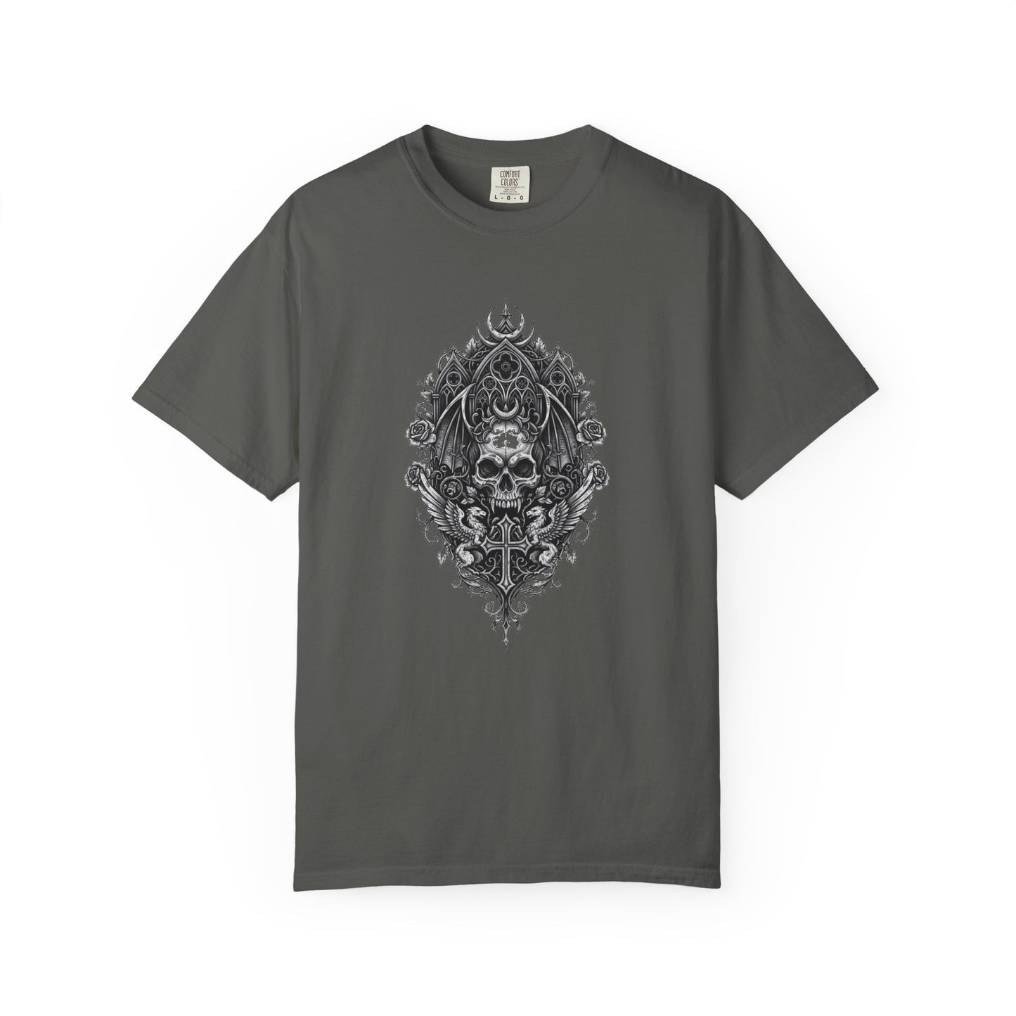 Skull & Cross Key Gothic T-Shirt — Ornate Dark Art Graphic Tee