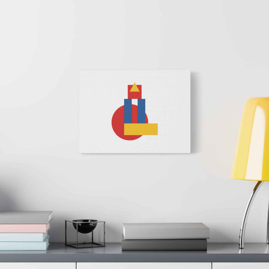 Abstract Geometric Shape Canvas Print — Minimalist Primary Color Wall Art