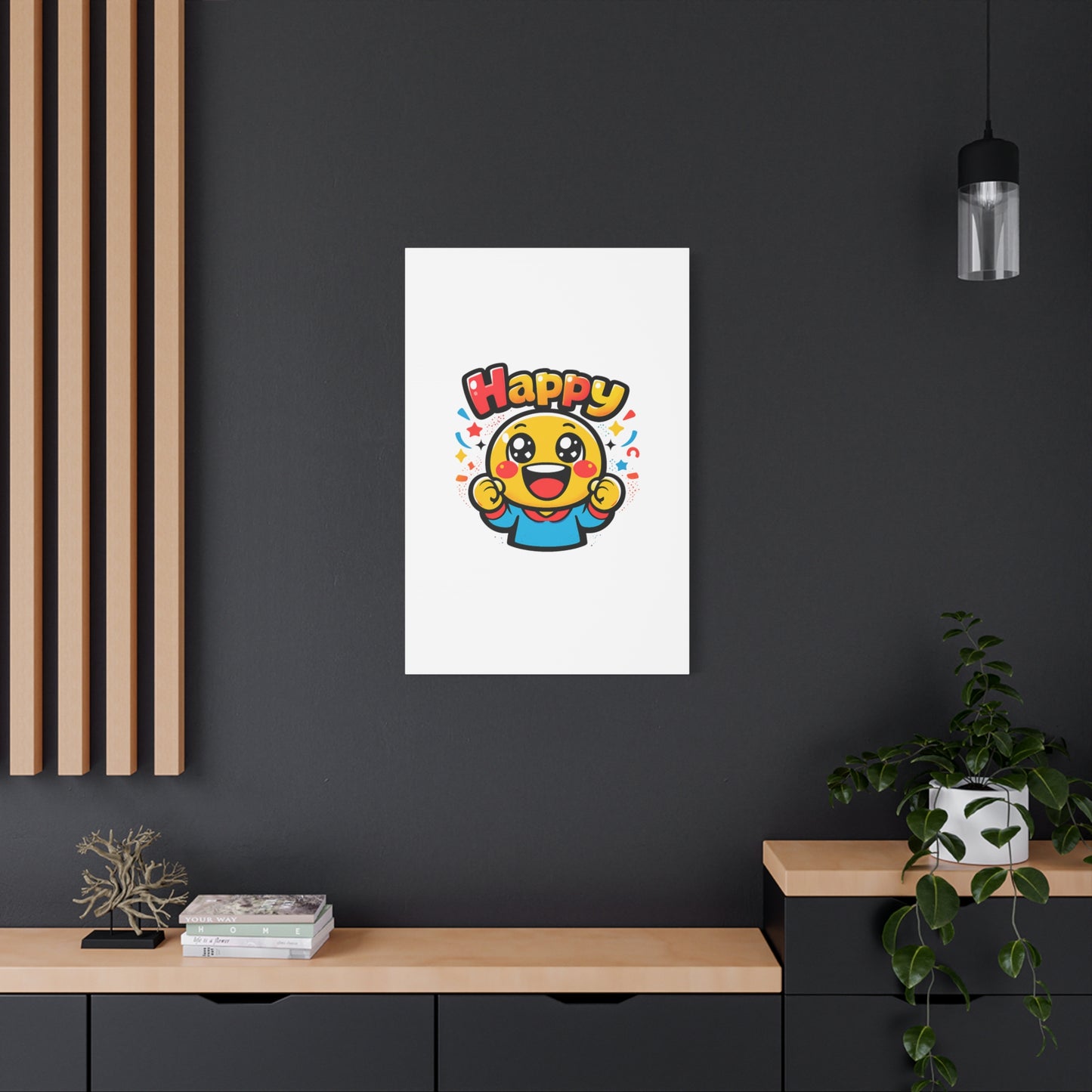 Happy Emoji Cartoon Canvas | Bold Cartoon, Thick Outline, Kawaii Minimal