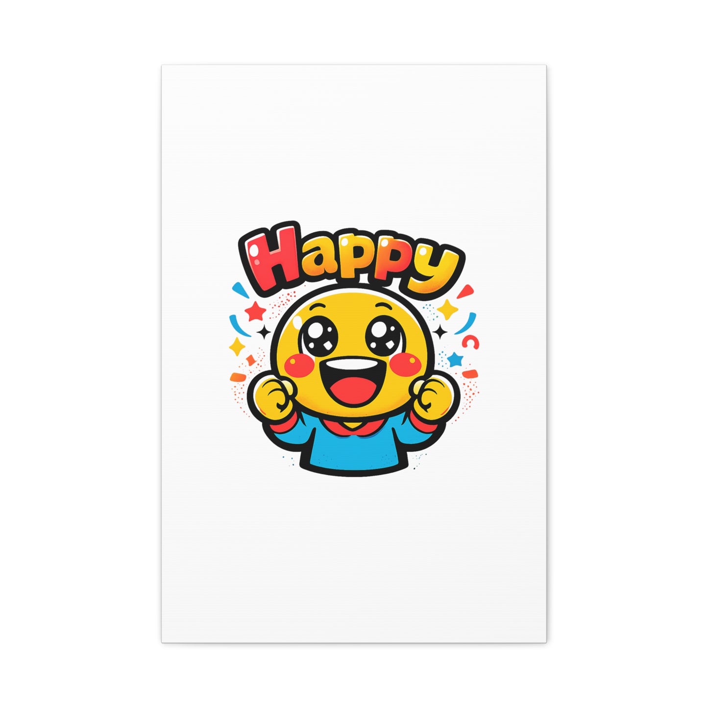 Happy Emoji Cartoon Canvas | Bold Cartoon, Thick Outline, Kawaii Minimal