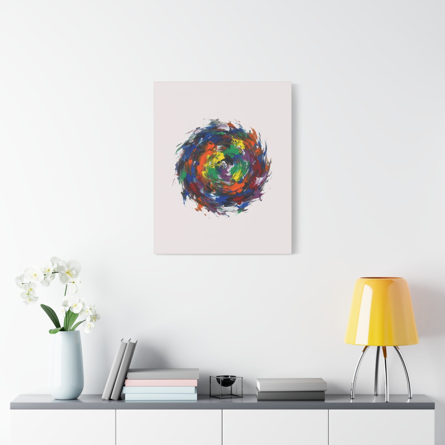 Abstract Color Swirl Canvas - Vibrant Circular Brushstroke Wall Art (Matte Stretched)