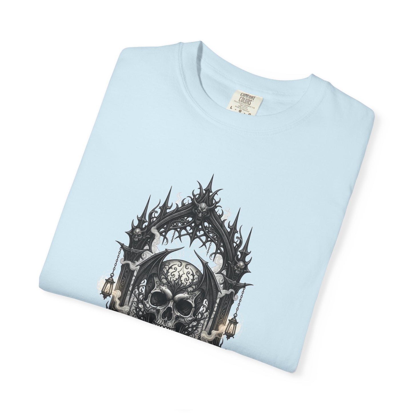 Skull Cathedral T-Shirt — Gothic Skull & Candle Graphic Tee