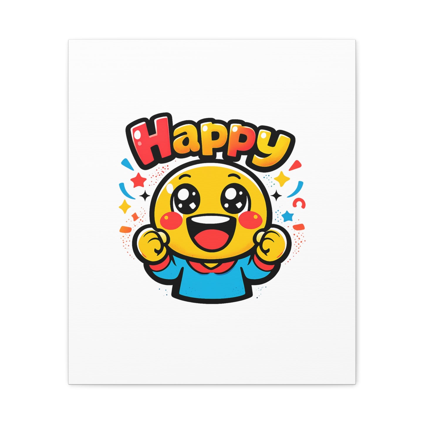 Happy Emoji Cartoon Canvas | Bold Cartoon, Thick Outline, Kawaii Minimal