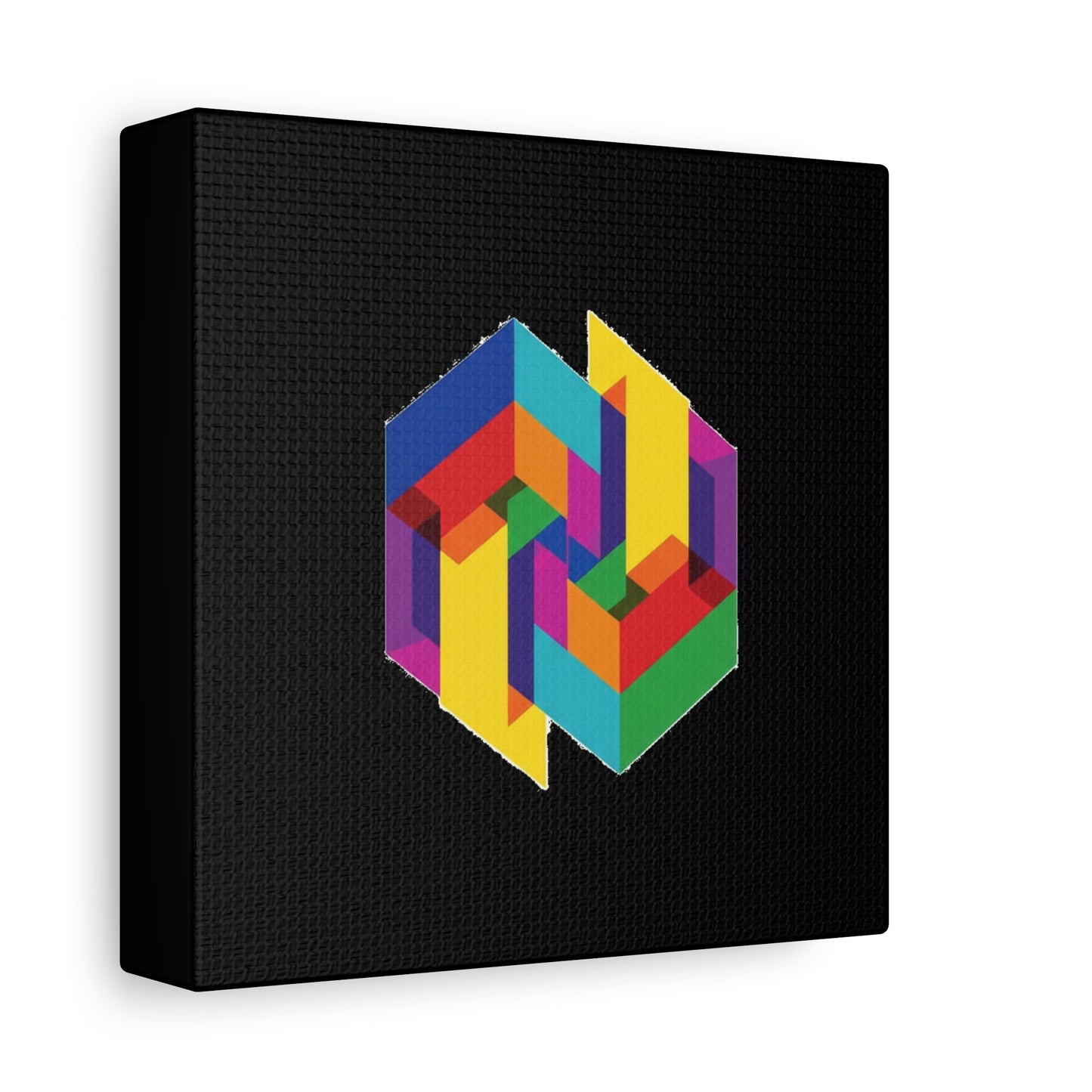 Colorful Geometric Cube Canvas Print — Modern Abstract Wall Art