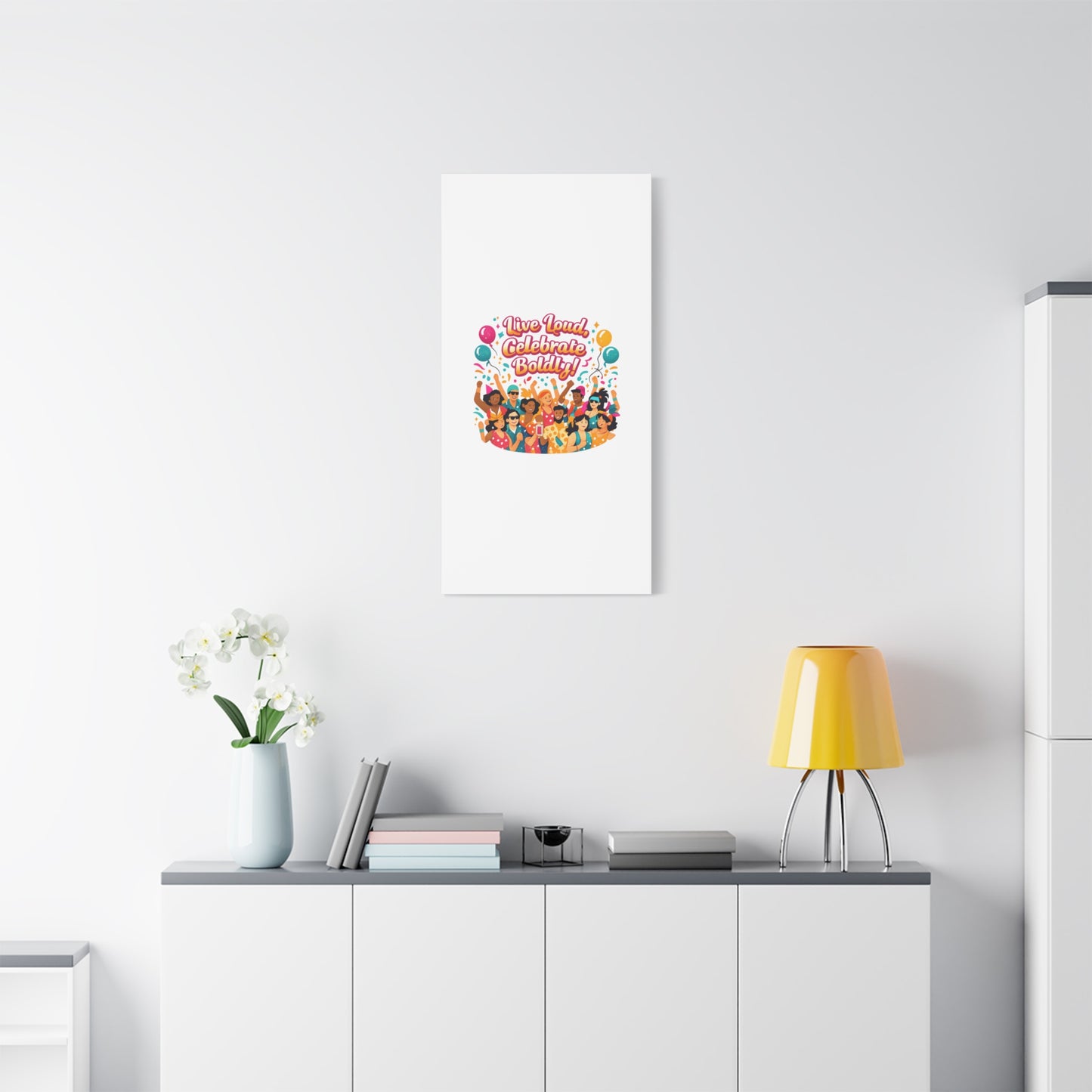 Live Loud Celebrate Boldly Canvas | Carnival Fiesta Confetti, Neon brights