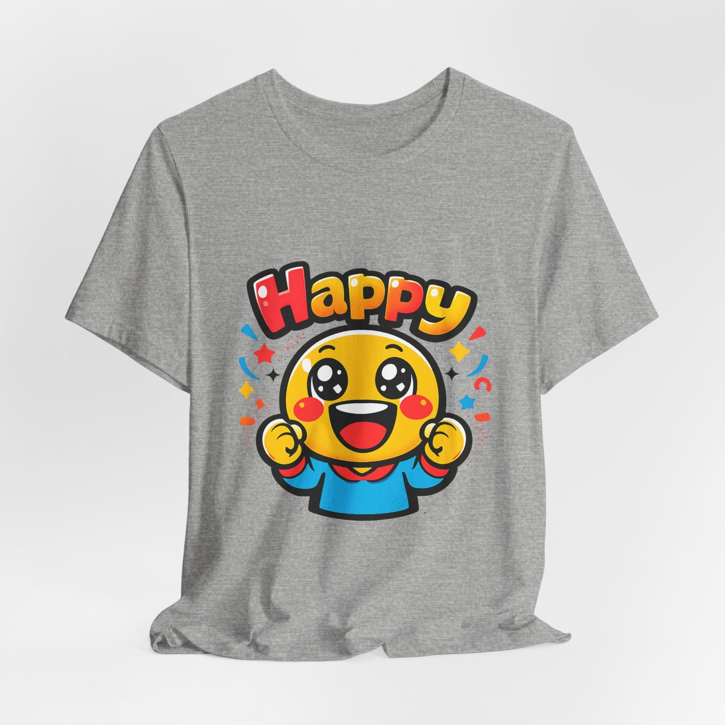 Happy Mood Face T-Shirt | kawaii minimal emoji cartoon, thick outline
