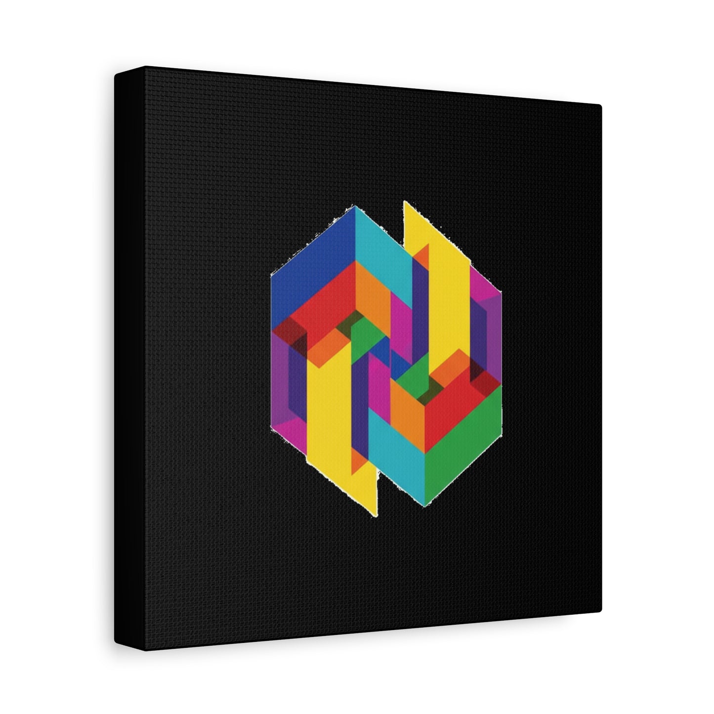 Colorful Geometric Cube Canvas Print — Modern Abstract Wall Art