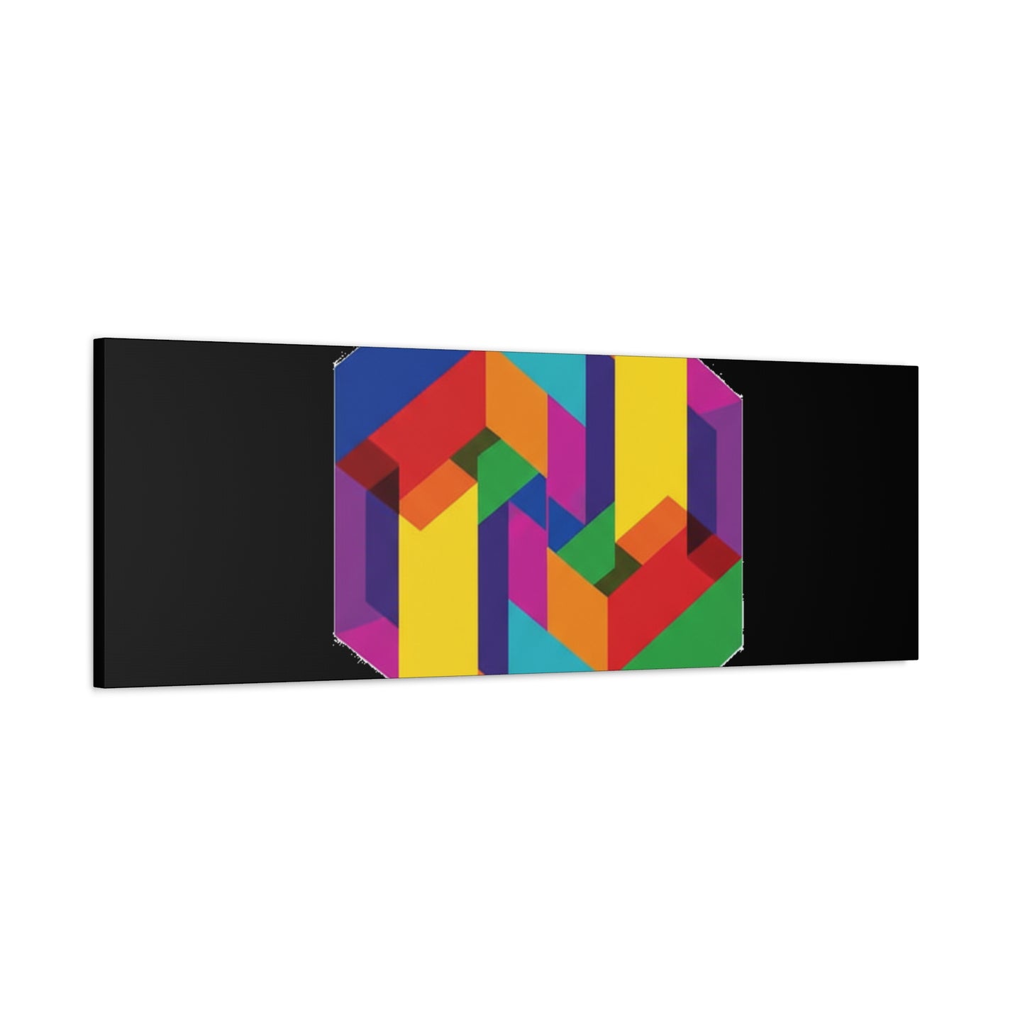 Colorful Geometric Cube Canvas Print — Modern Abstract Wall Art