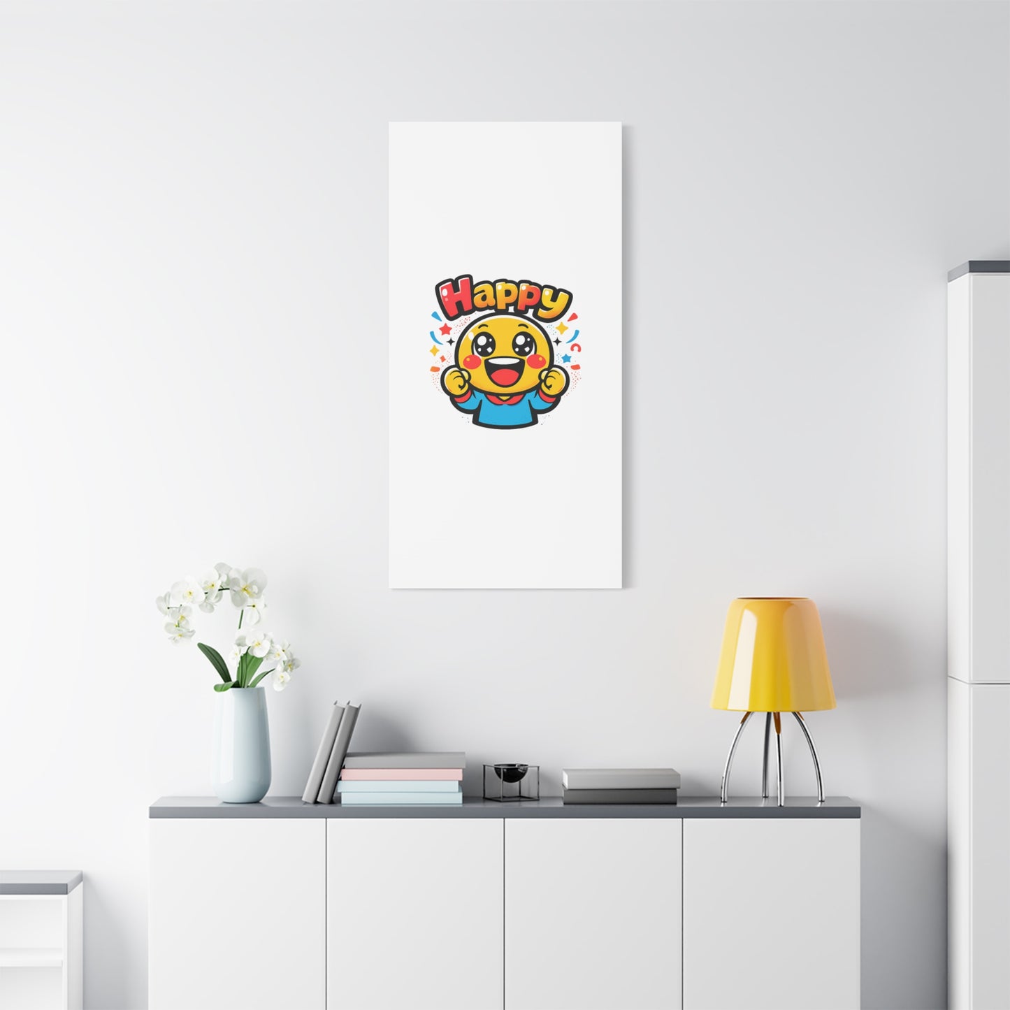 Happy Emoji Cartoon Canvas | Bold Cartoon, Thick Outline, Kawaii Minimal
