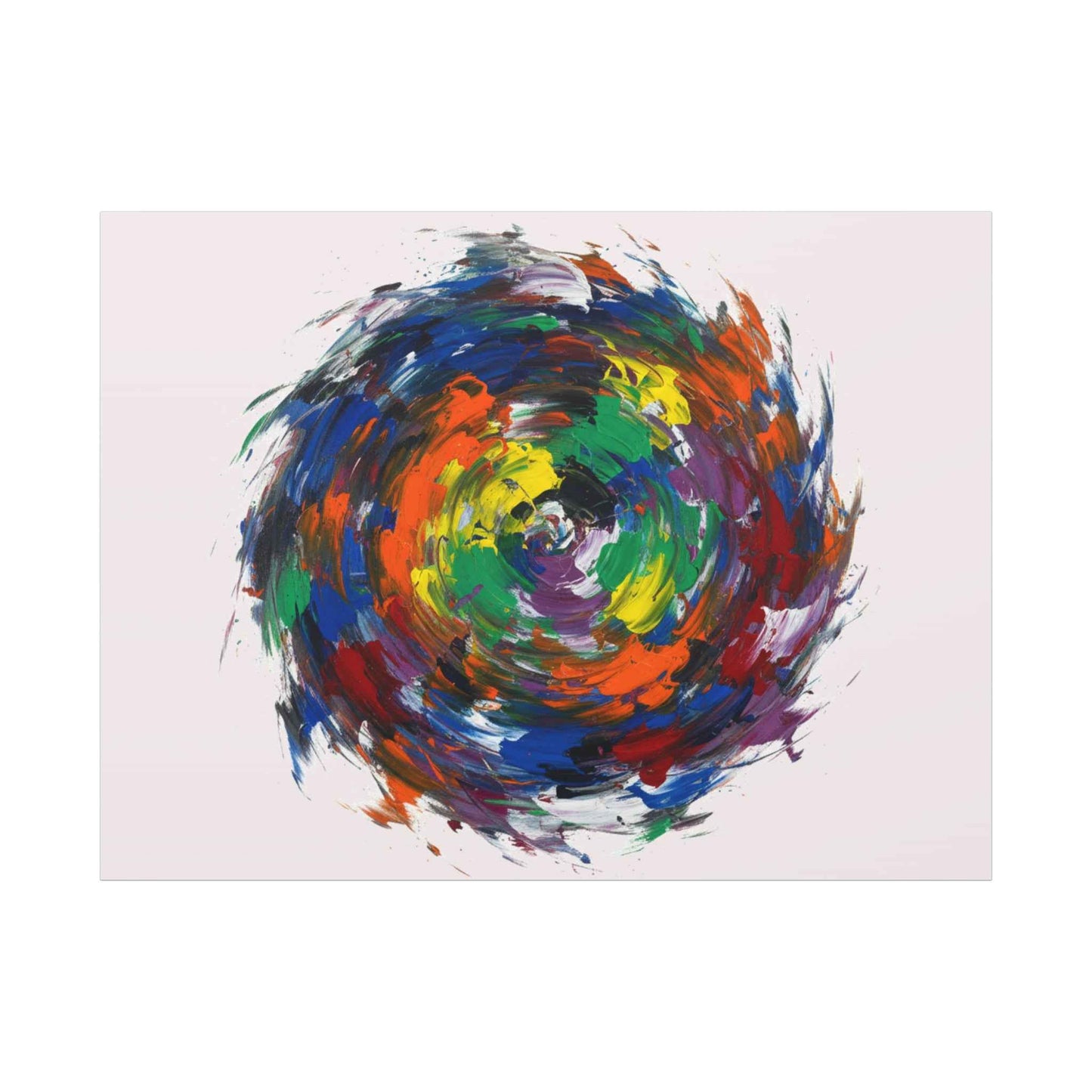 Abstract Color Swirl Canvas - Vibrant Circular Brushstroke Wall Art (Matte Stretched)