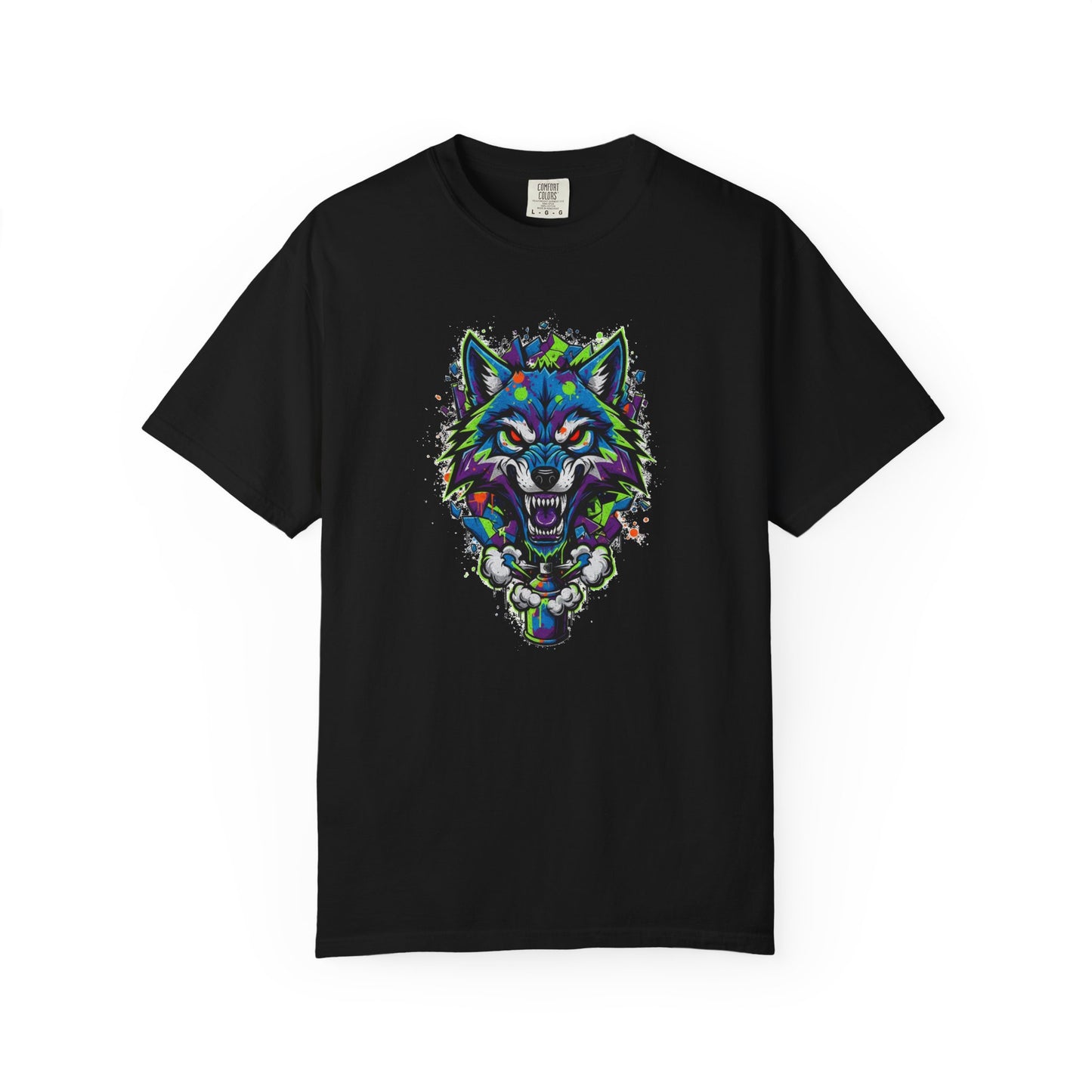 Colorful Geometric Wolf T-Shirt — Vibrant Tribal Wolf Graphic Tee