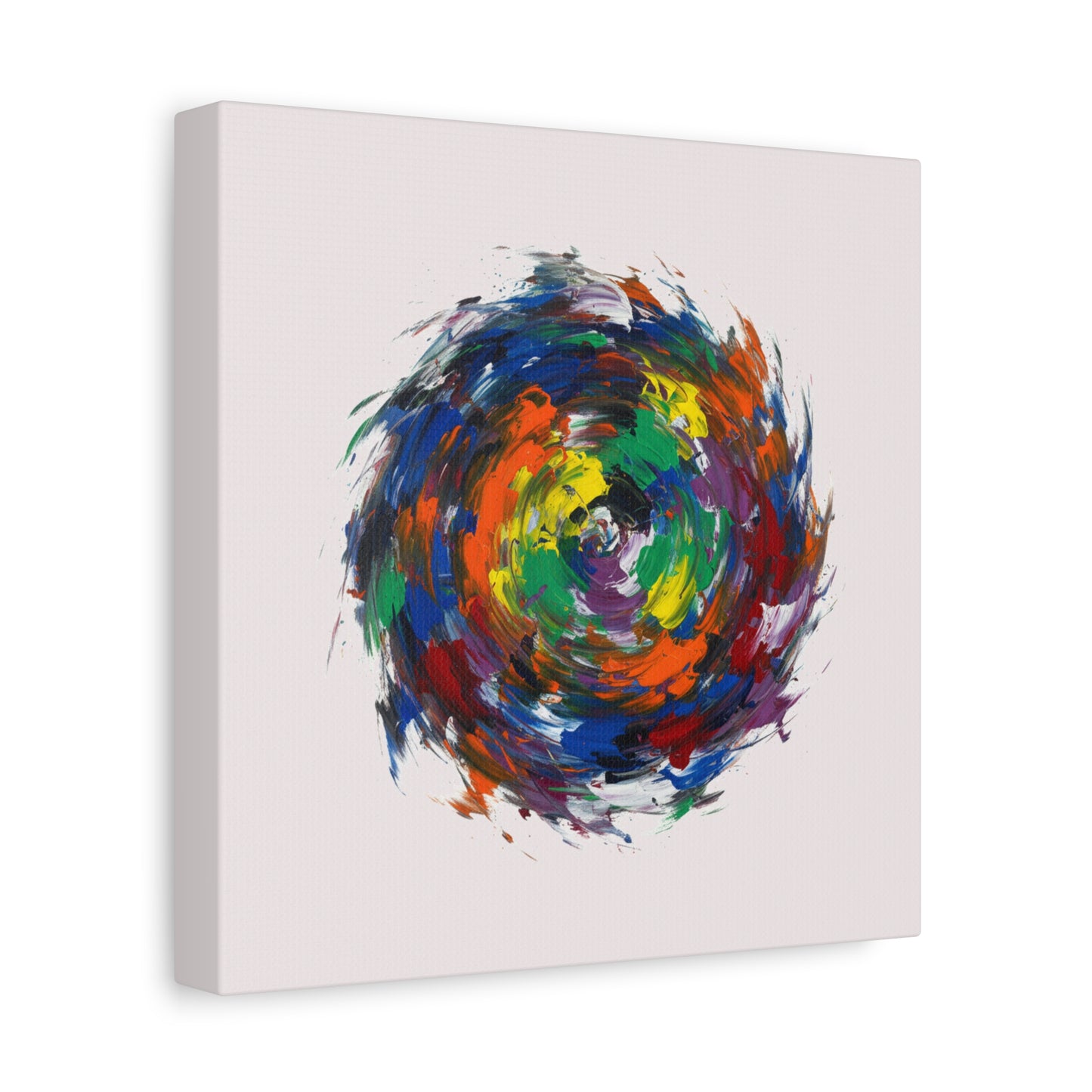Abstract Color Swirl Canvas - Vibrant Circular Brushstroke Wall Art (Matte Stretched)