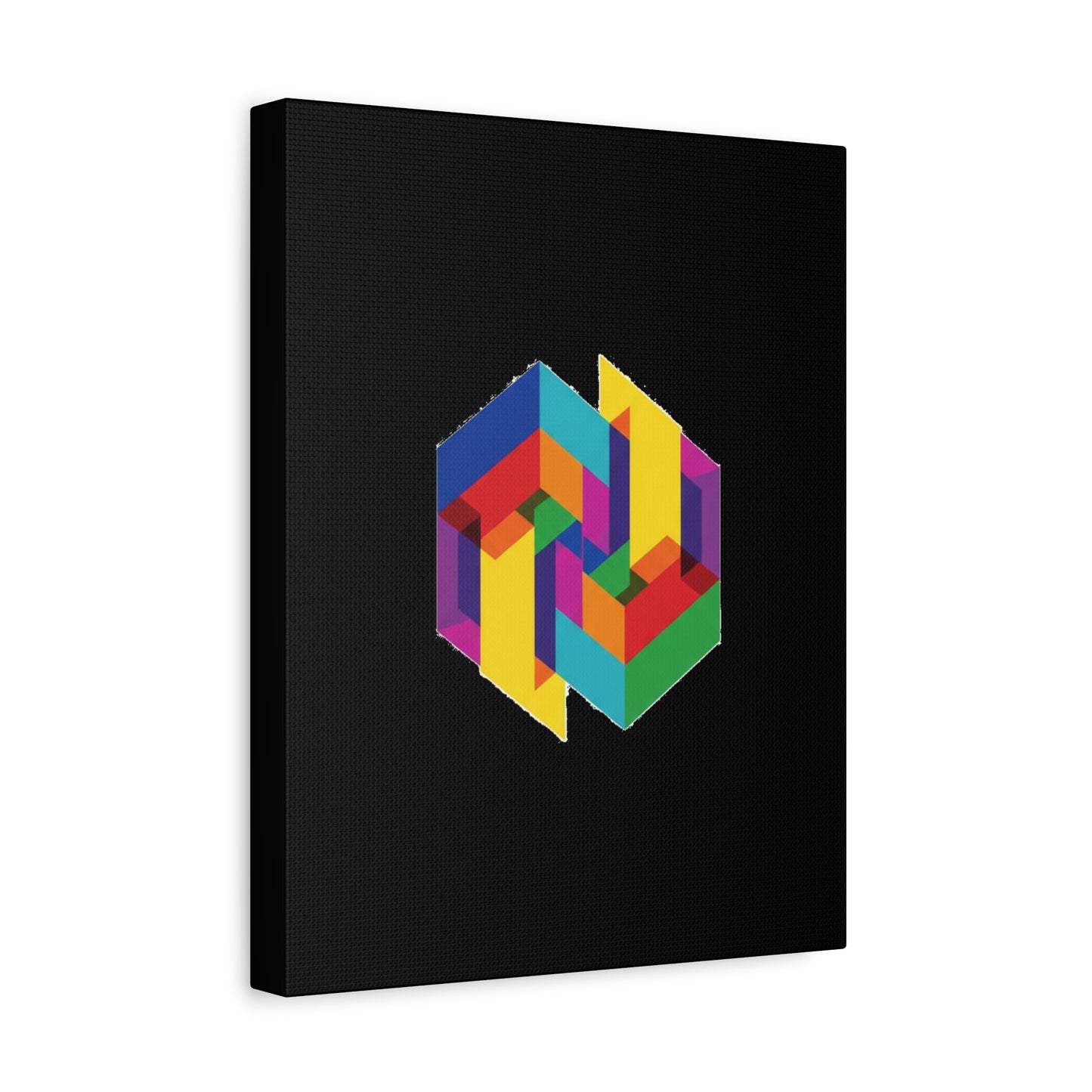 Colorful Geometric Cube Canvas Print — Modern Abstract Wall Art