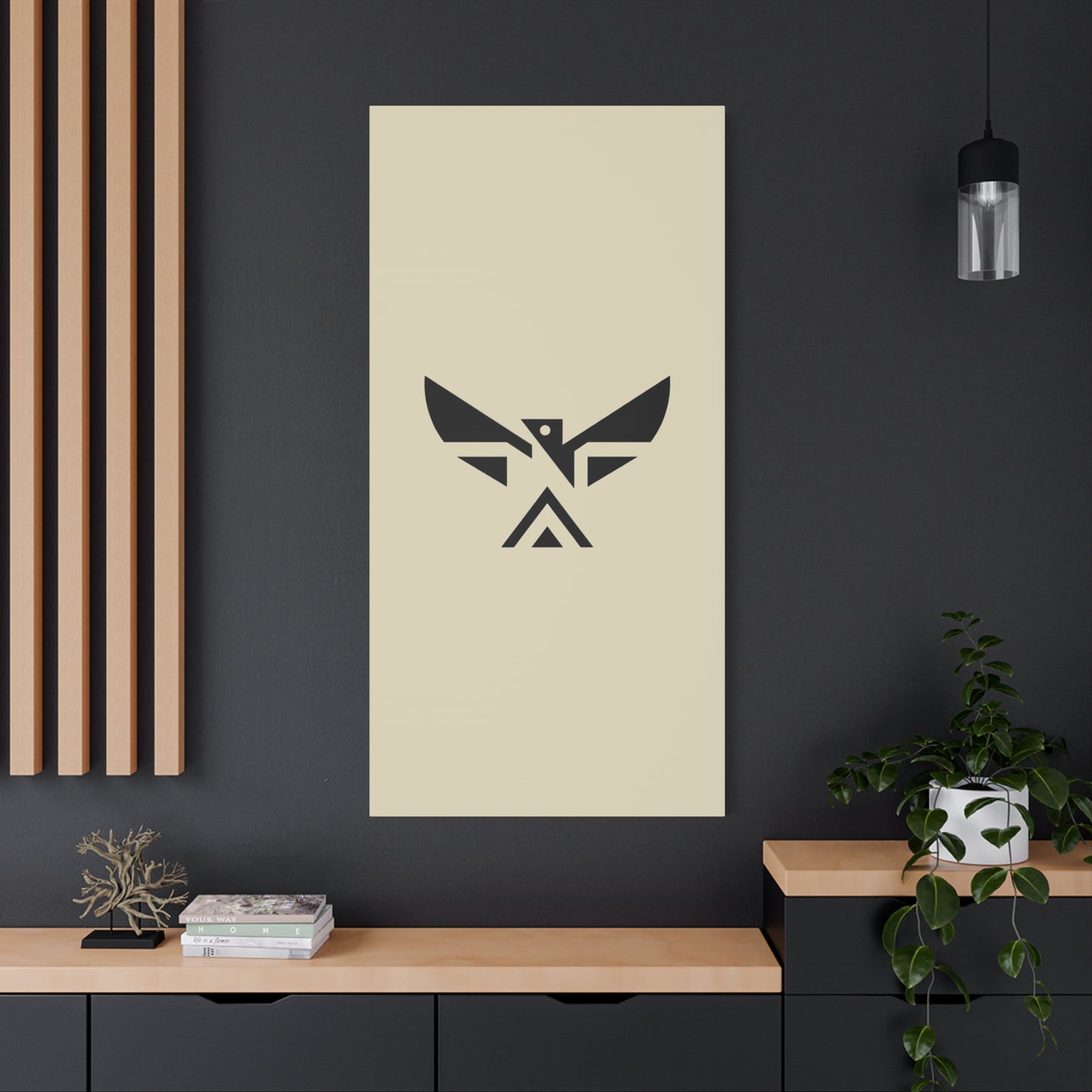 Minimalist Geometric Eagle Canvas Print — Modern Native-Inspired Wall Art