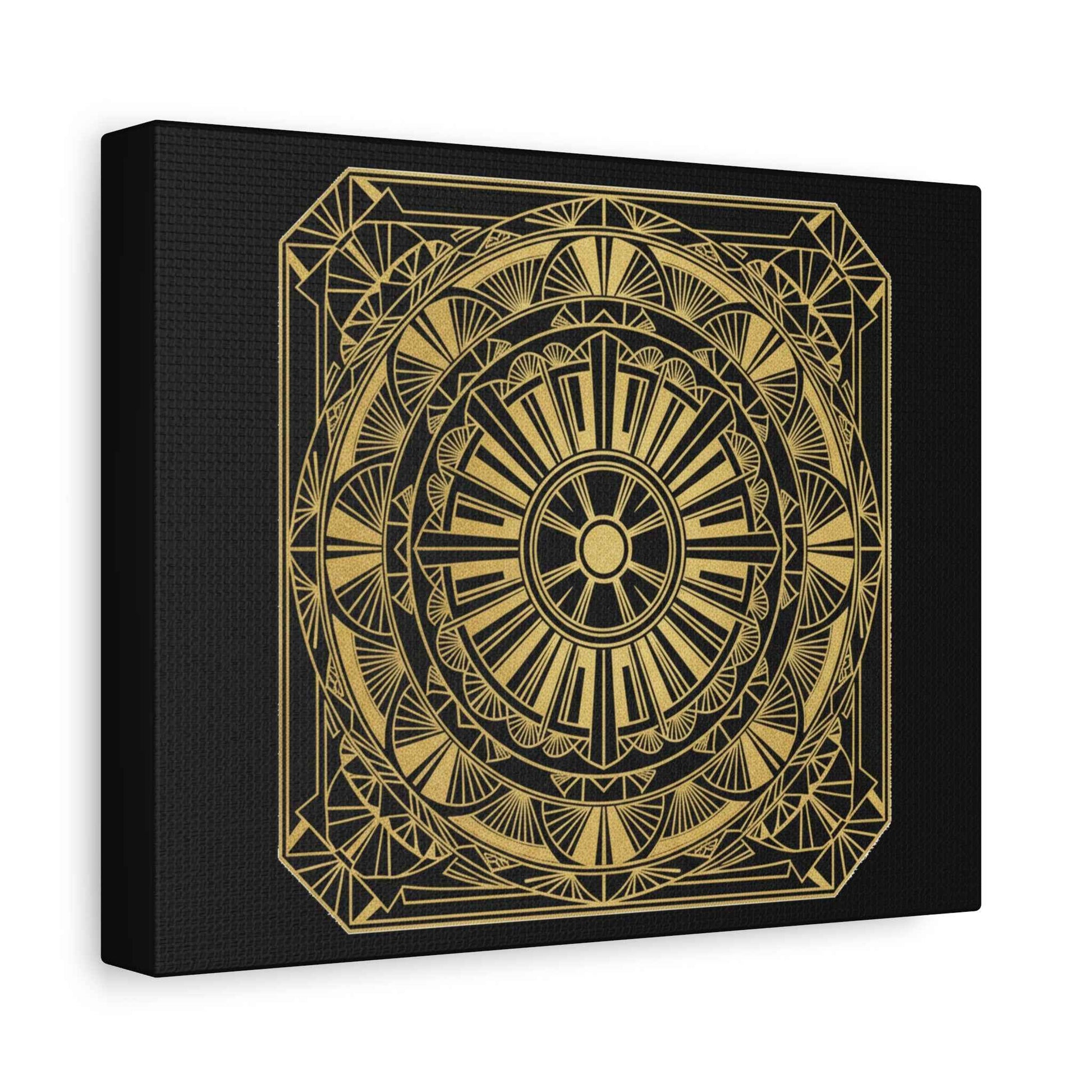 Gold Mandala Canvas Wall Art — Geometric Boho Matte Stretched Canvas