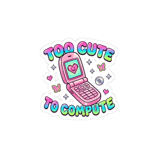 Too Cute to Compute Kiss-Cut Sticker | Y2K Aesthetic, Retro Phone