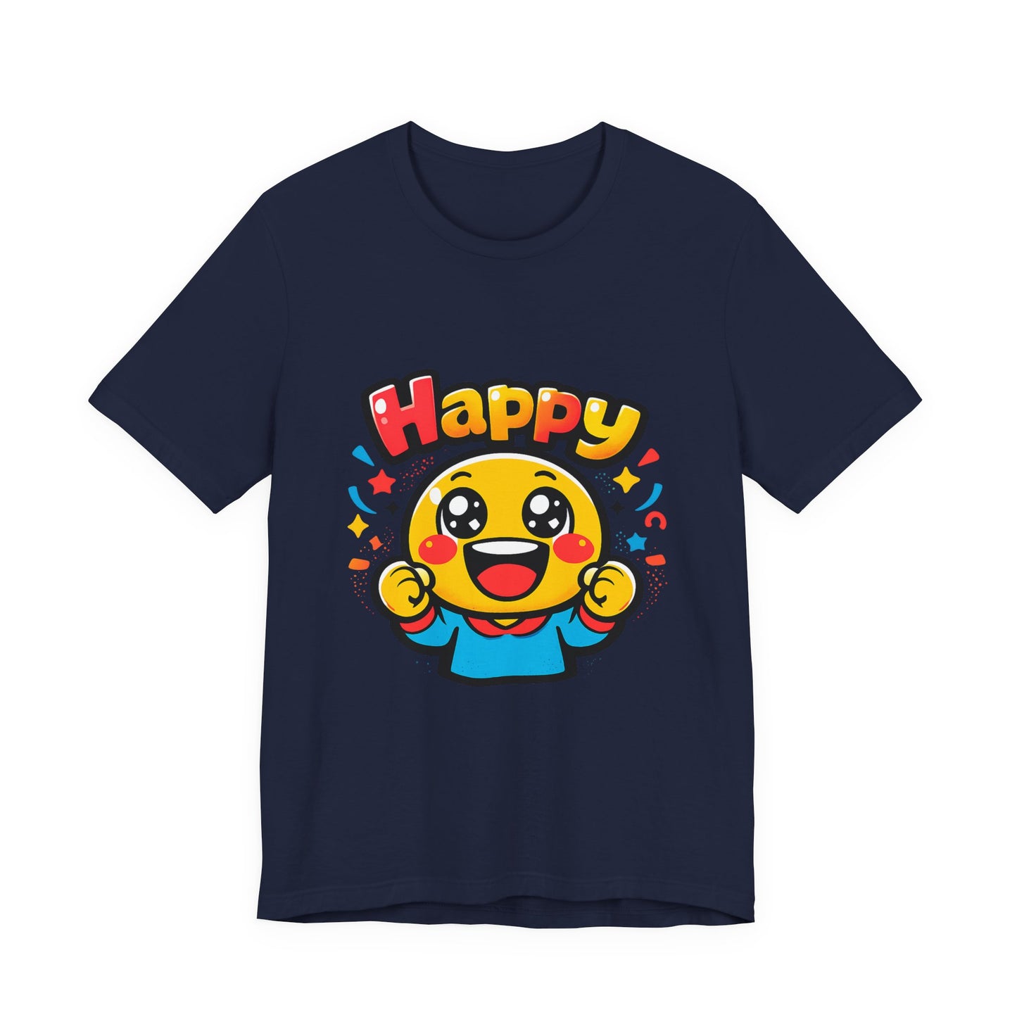 Happy Mood Face T-Shirt | kawaii minimal emoji cartoon, thick outline