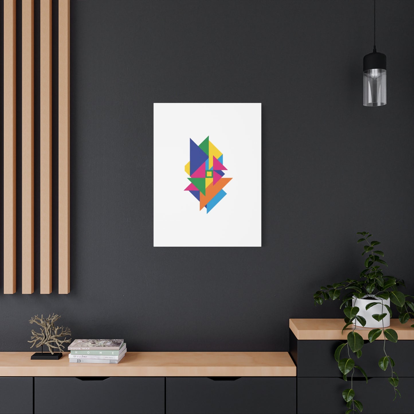 Abstract Geometric Art Canvas — Colorful Modern Stretched Wall Art