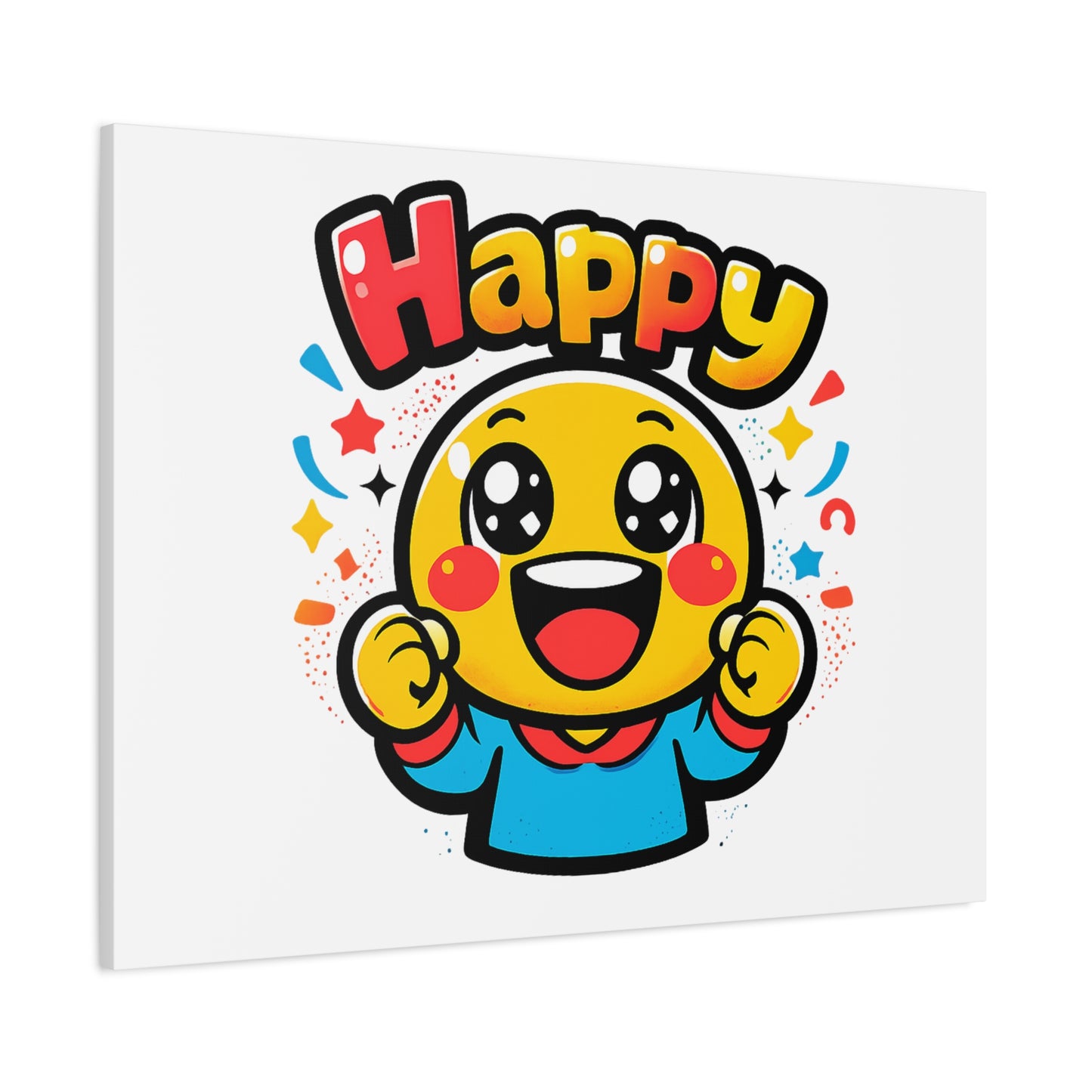 Happy Emoji Cartoon Canvas | Bold Cartoon, Thick Outline, Kawaii Minimal