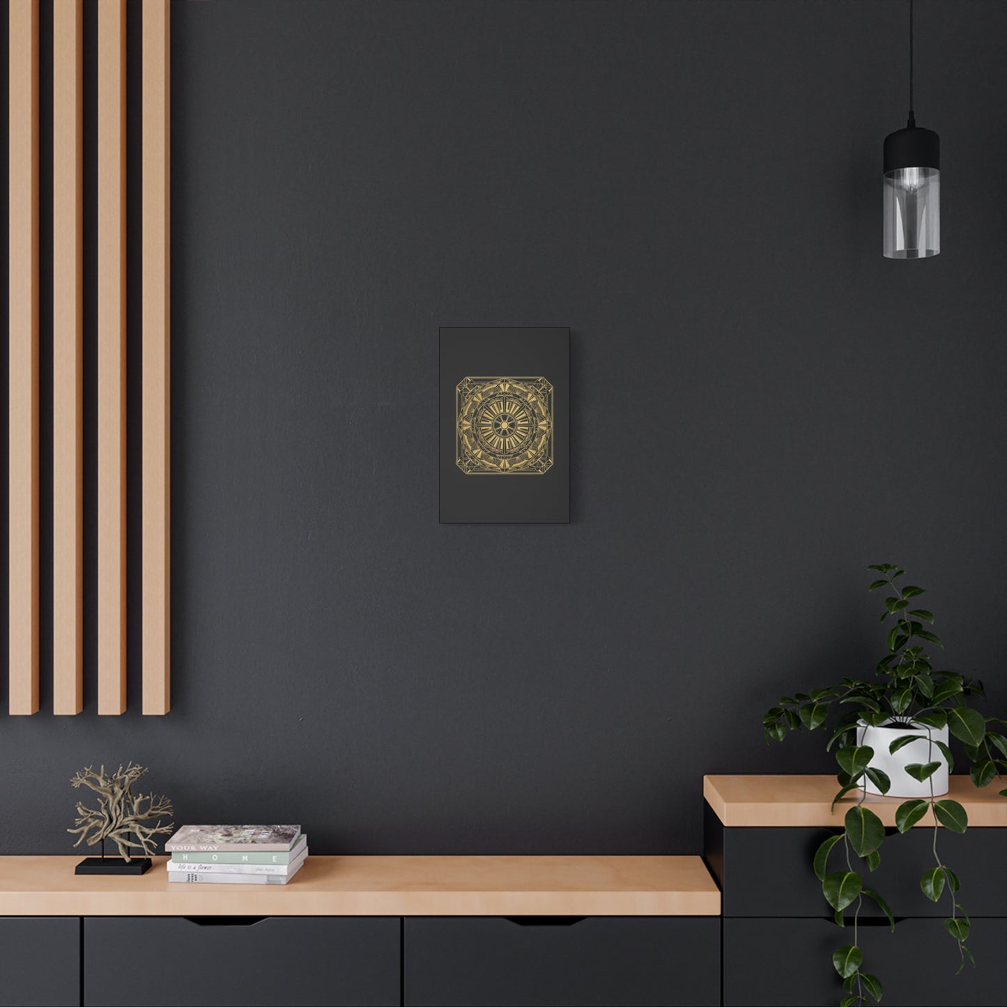 Gold Mandala Canvas Wall Art — Geometric Boho Matte Stretched Canvas