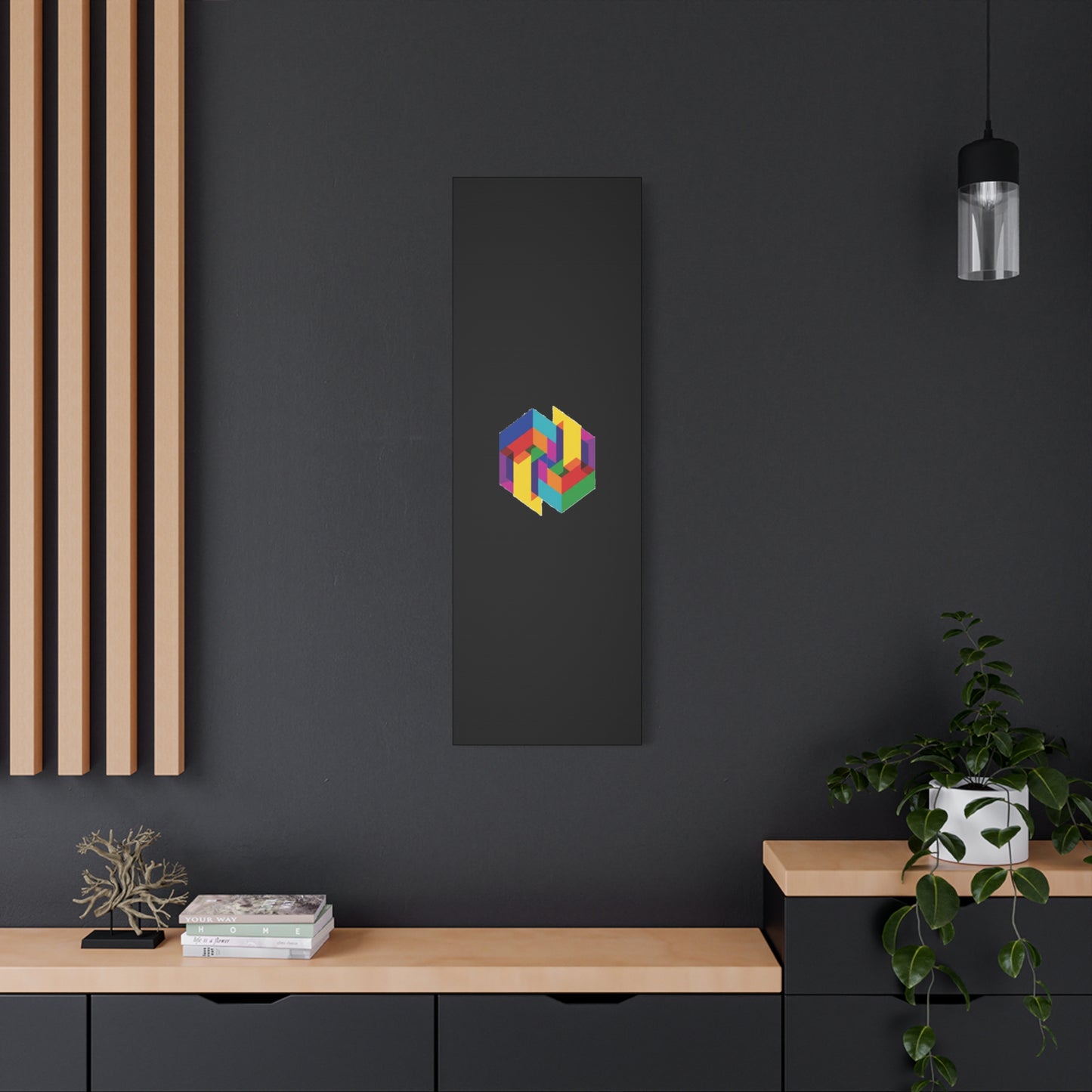 Colorful Geometric Cube Canvas Print — Modern Abstract Wall Art