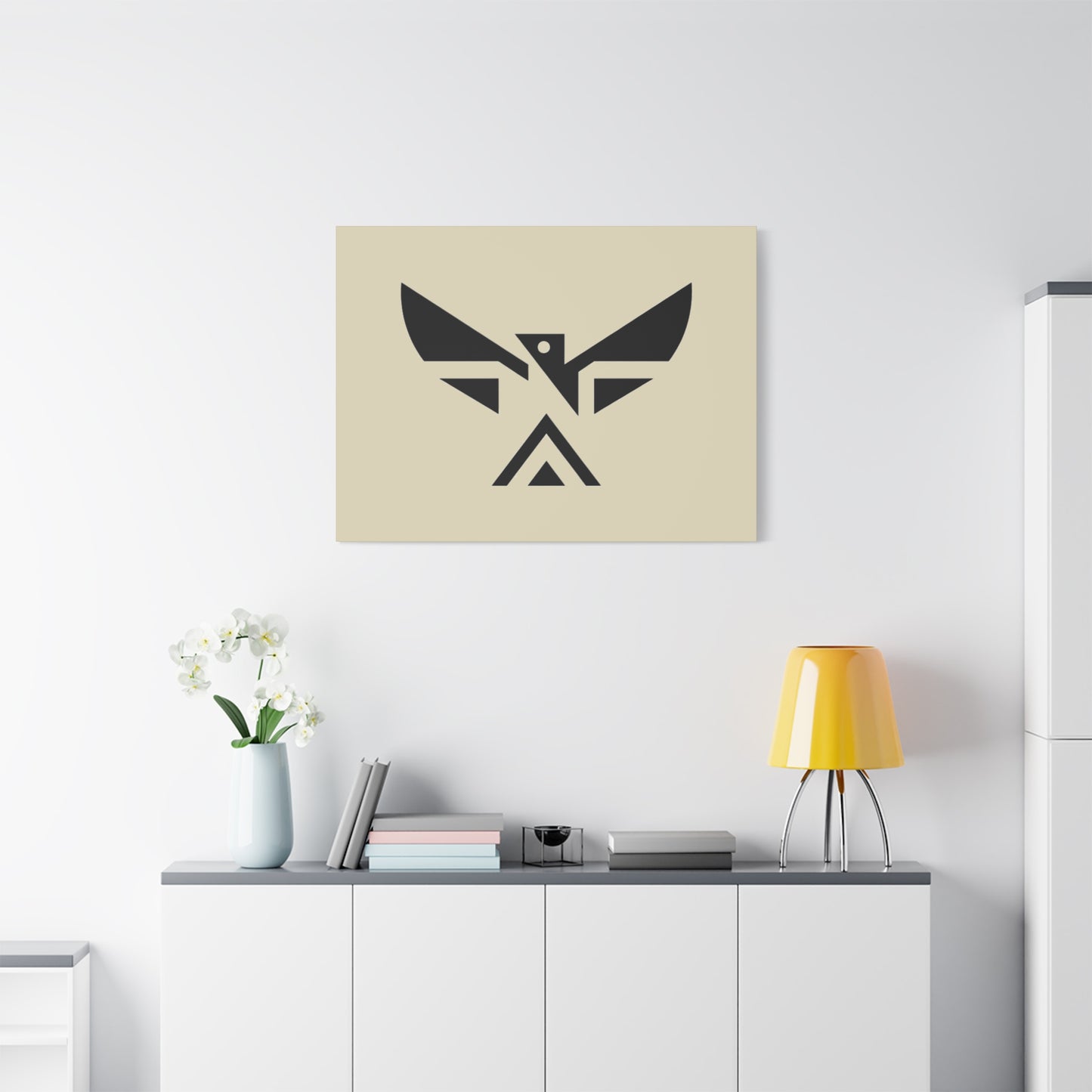 Minimalist Geometric Eagle Canvas Print — Modern Native-Inspired Wall Art