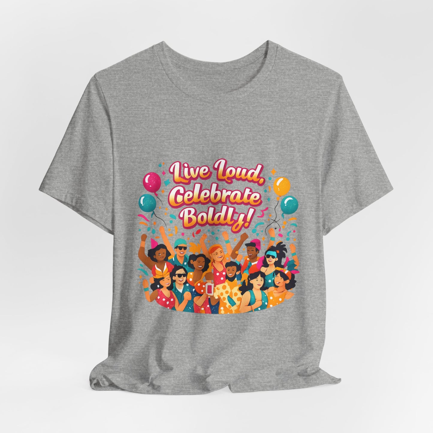 Celebrate Boldly T-Shirt | carnival confetti colorblocked neon brights