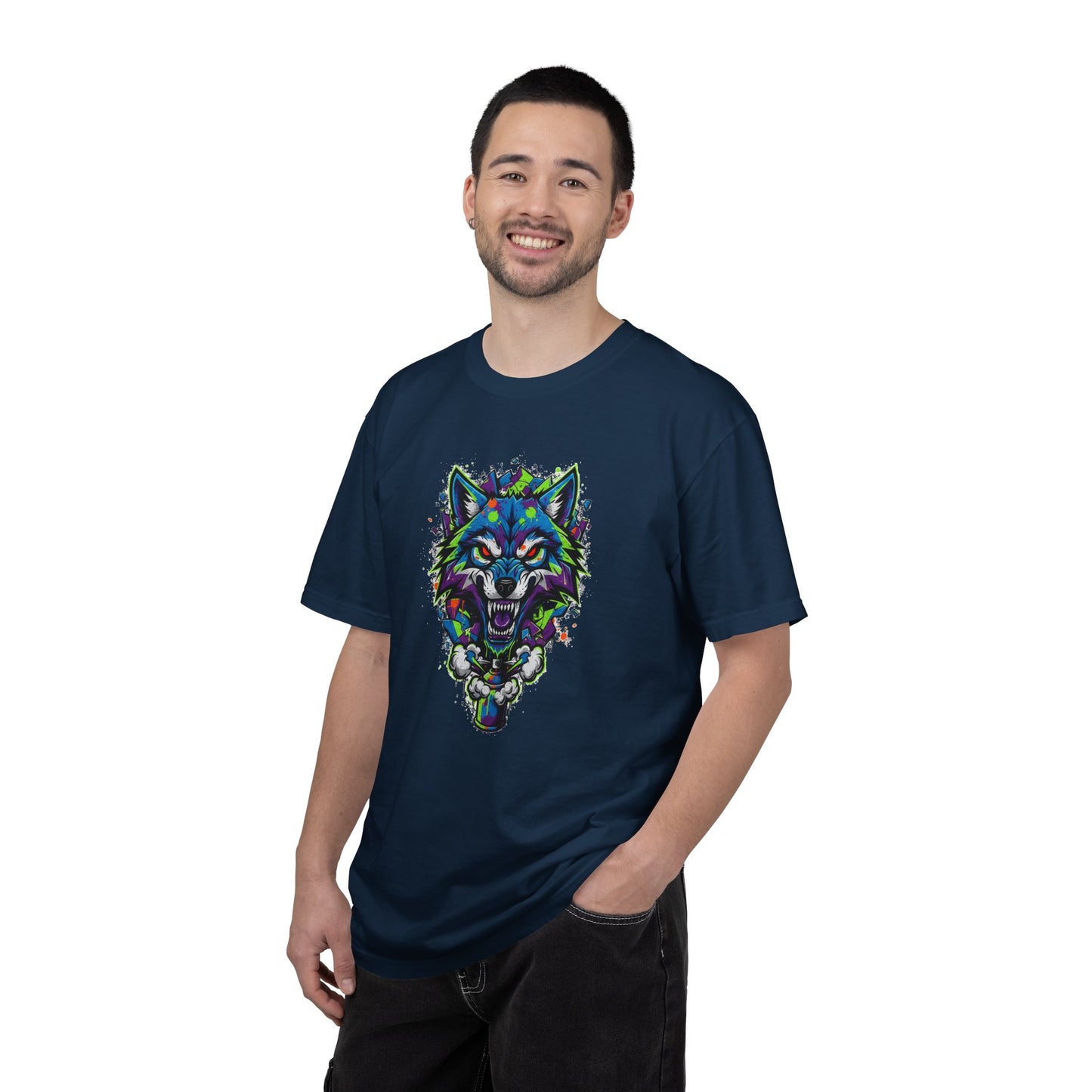 Colorful Geometric Wolf T-Shirt — Vibrant Tribal Wolf Graphic Tee