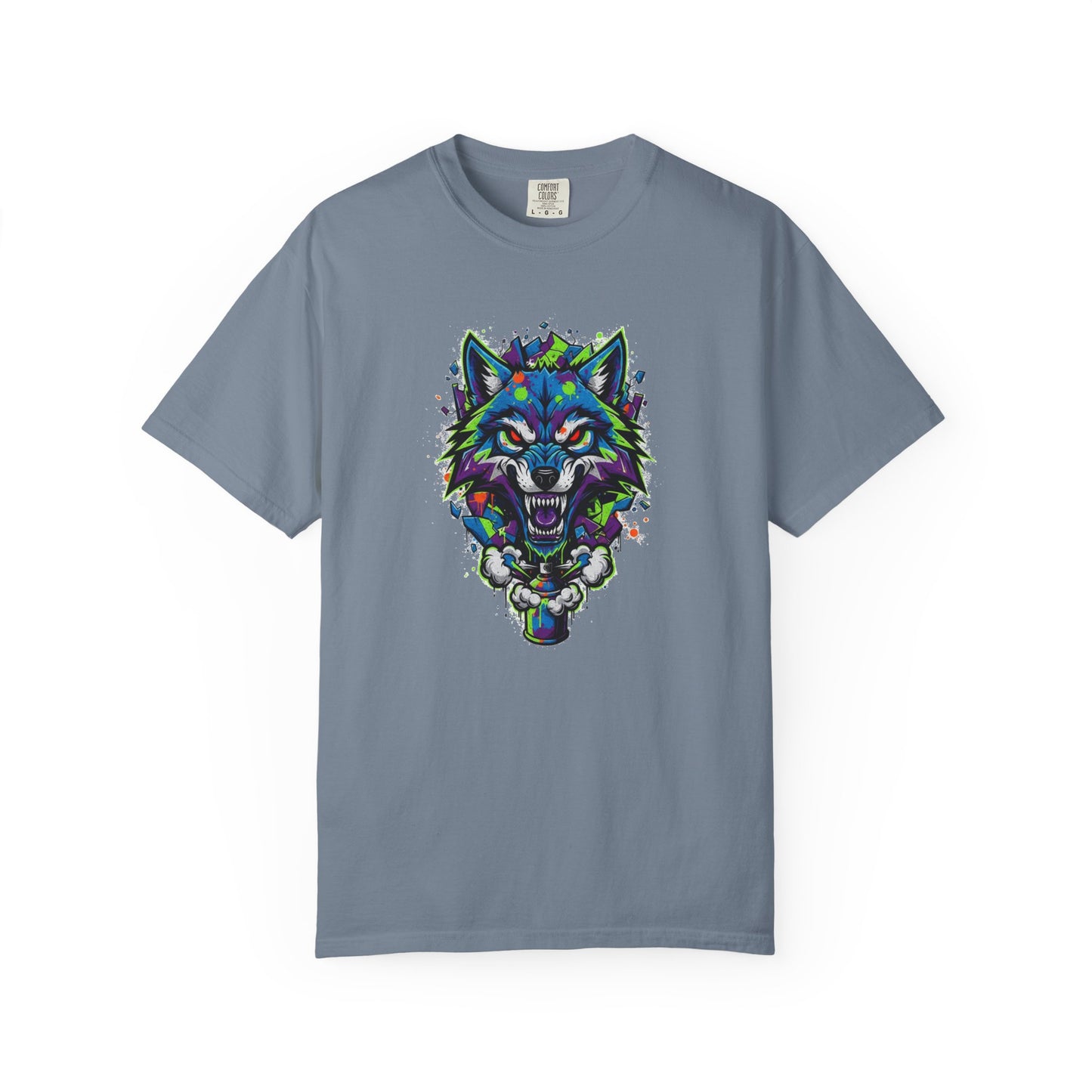 Colorful Geometric Wolf T-Shirt — Vibrant Tribal Wolf Graphic Tee