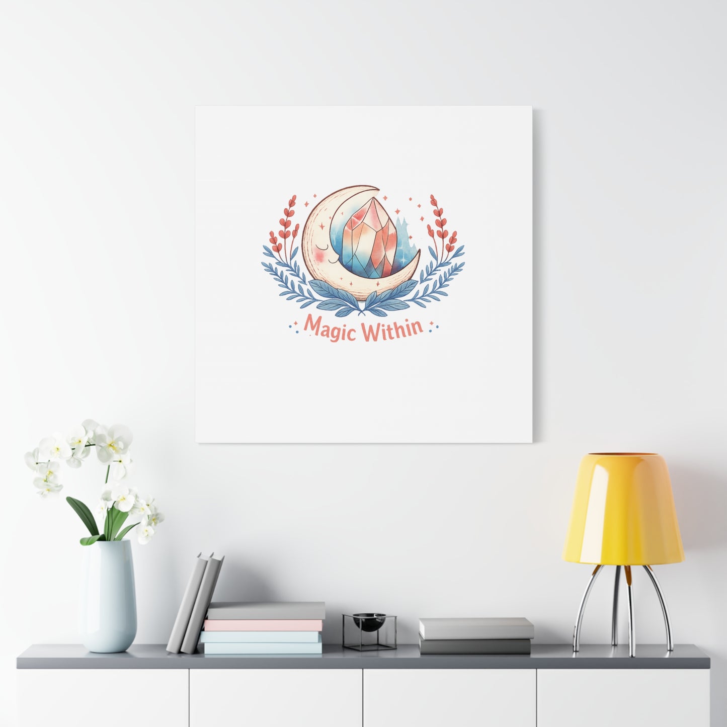 Magic Within Moon Crystal Canvas | witchcore, moon phase, crystals