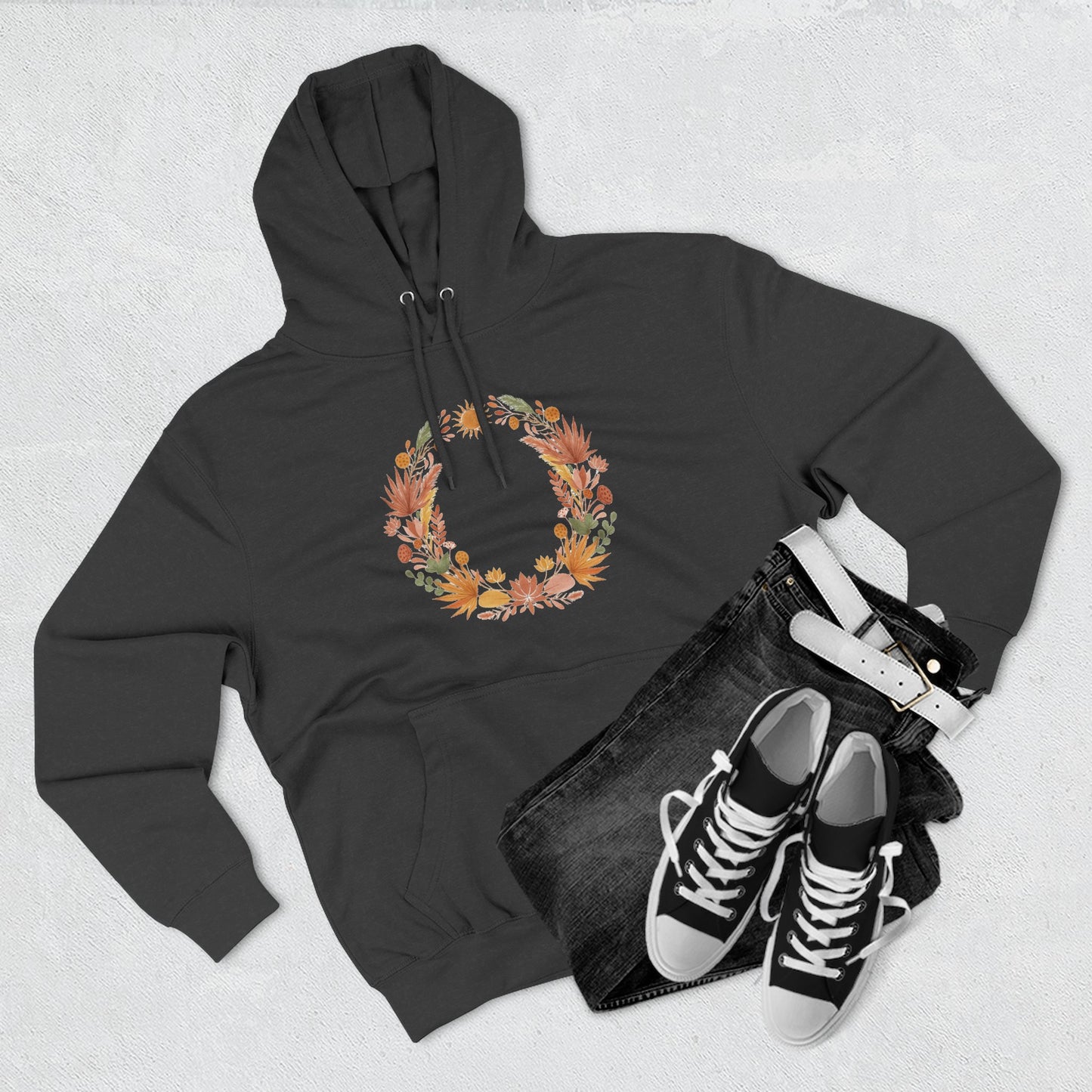 Floral Wreath Hoodie — Autumn Botanical Pullover