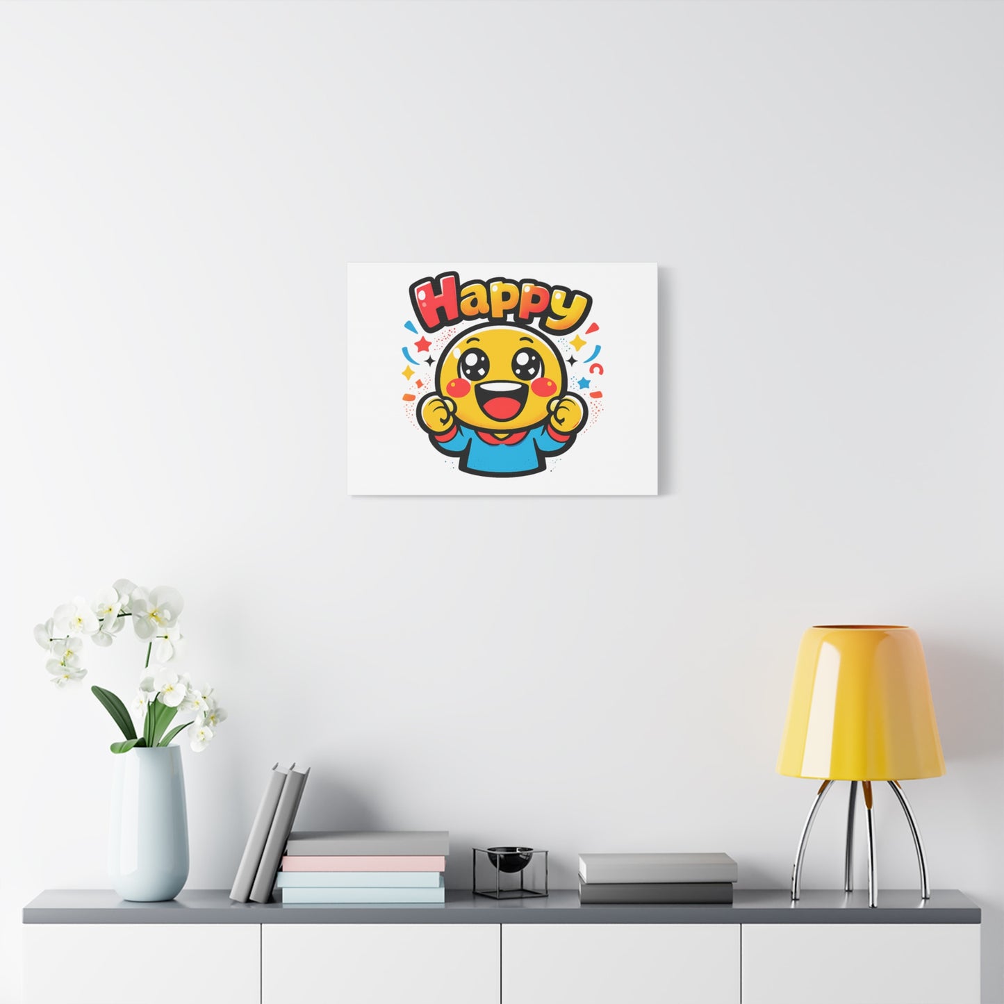 Happy Emoji Cartoon Canvas | Bold Cartoon, Thick Outline, Kawaii Minimal