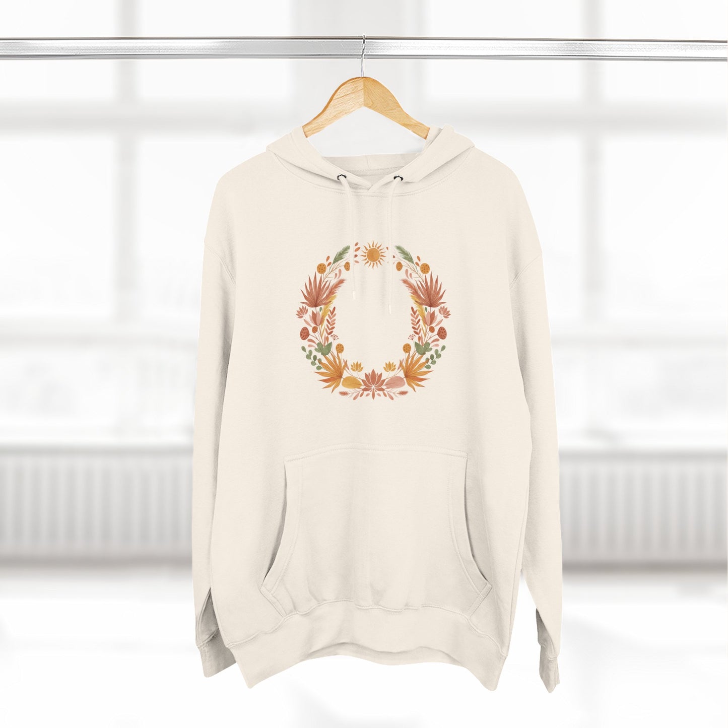 Floral Wreath Hoodie — Autumn Botanical Pullover