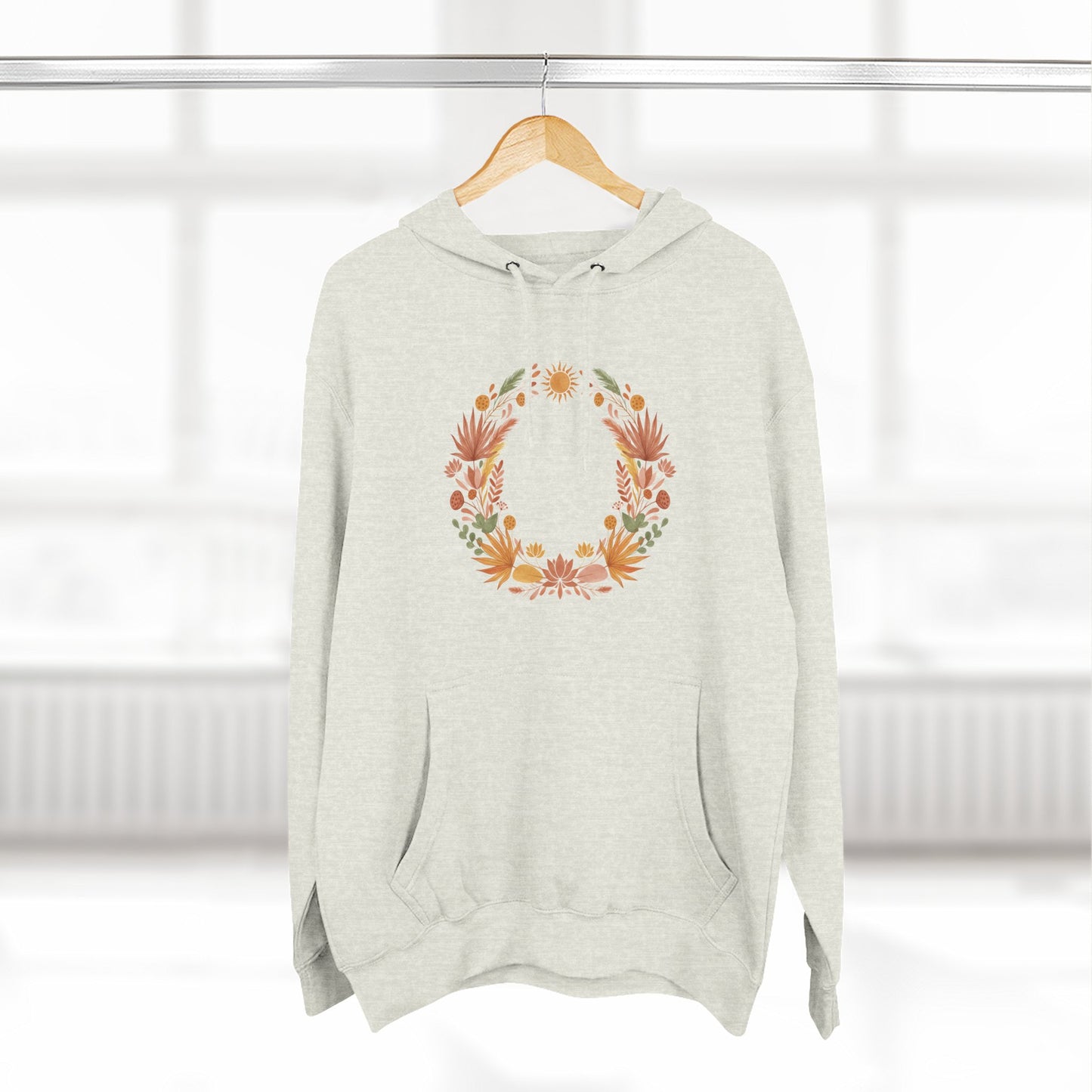 Floral Wreath Hoodie — Autumn Botanical Pullover