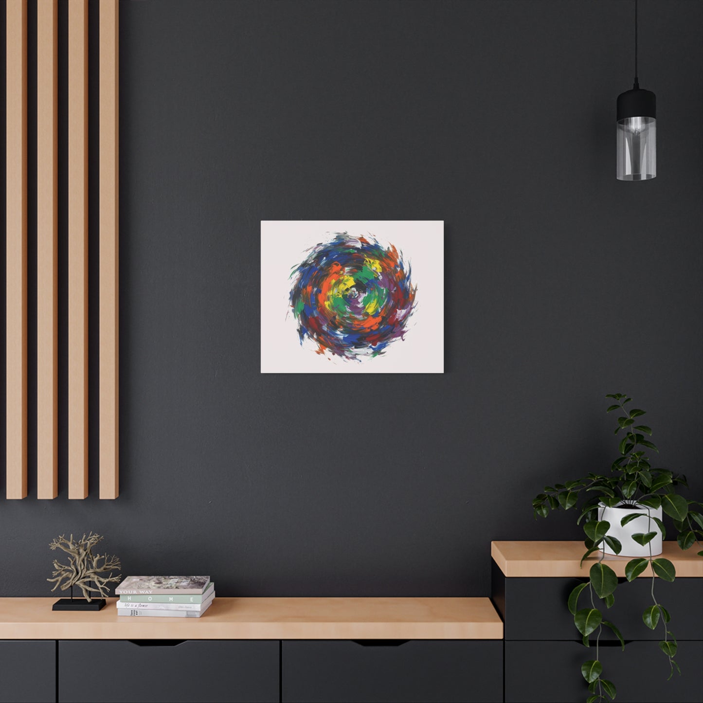 Abstract Color Swirl Canvas - Vibrant Circular Brushstroke Wall Art (Matte Stretched)