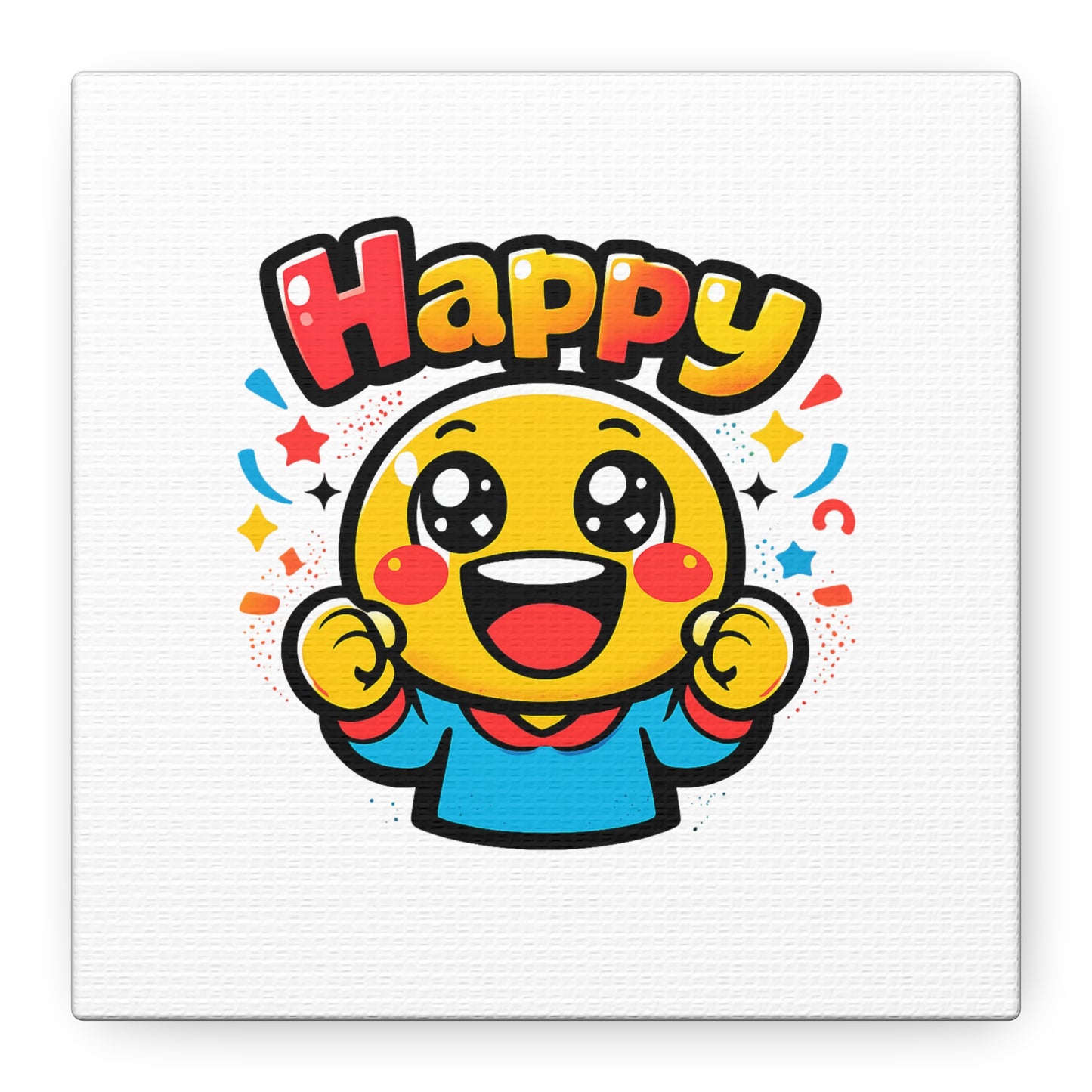 Happy Emoji Cartoon Canvas | Bold Cartoon, Thick Outline, Kawaii Minimal