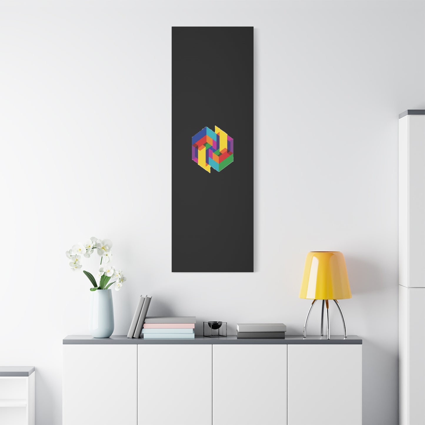 Colorful Geometric Cube Canvas Print — Modern Abstract Wall Art