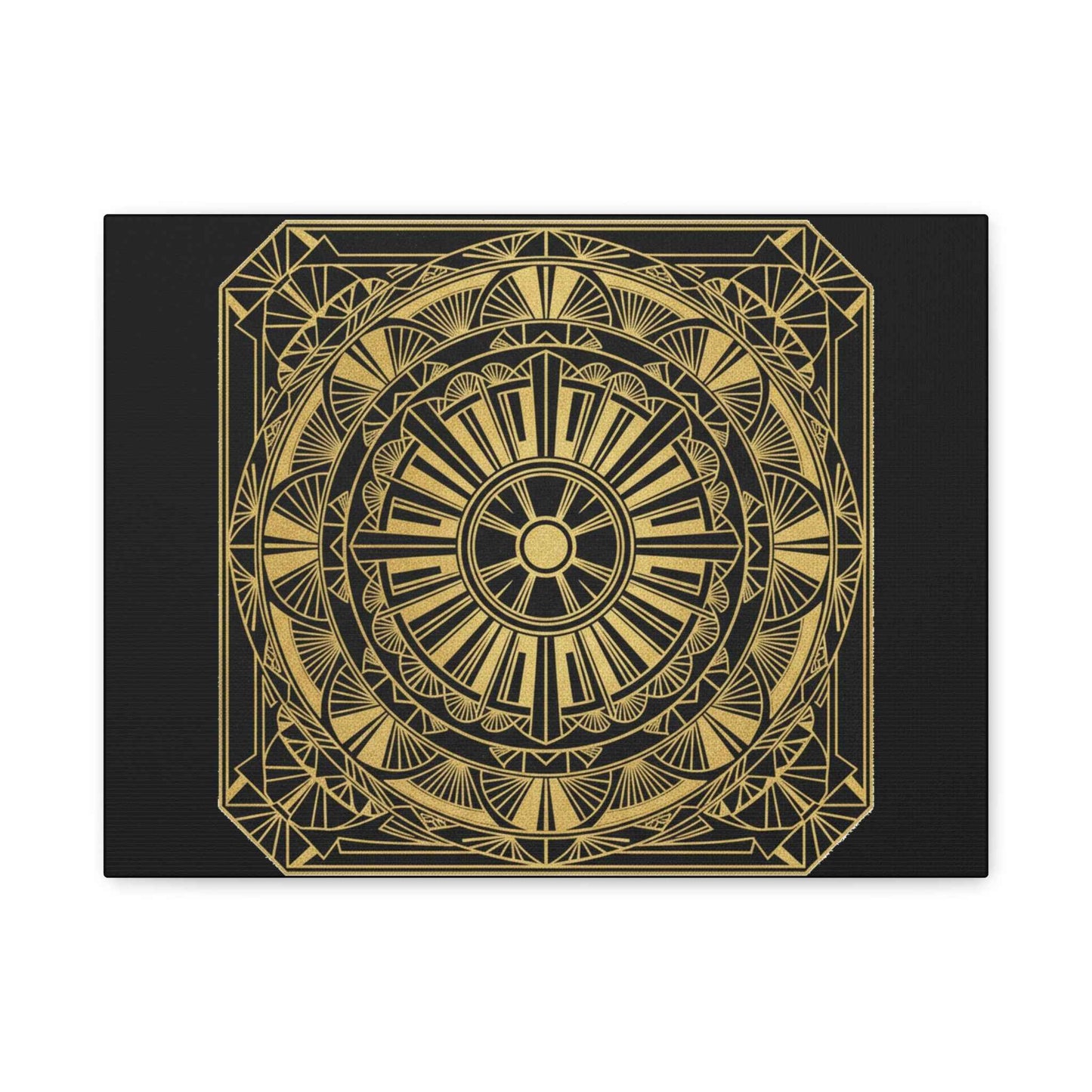 Gold Mandala Canvas Wall Art — Geometric Boho Matte Stretched Canvas
