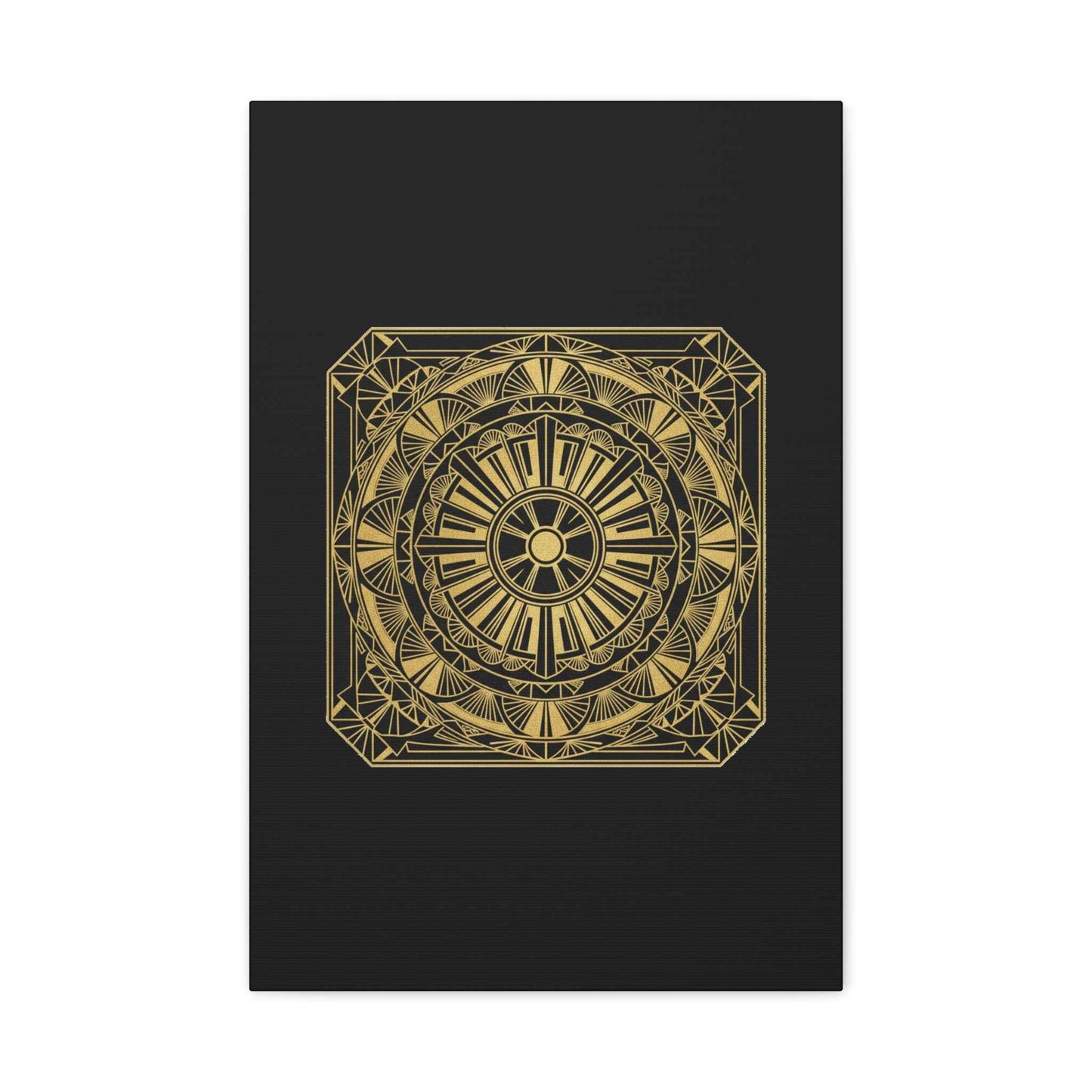 Gold Mandala Canvas Wall Art — Geometric Boho Matte Stretched Canvas
