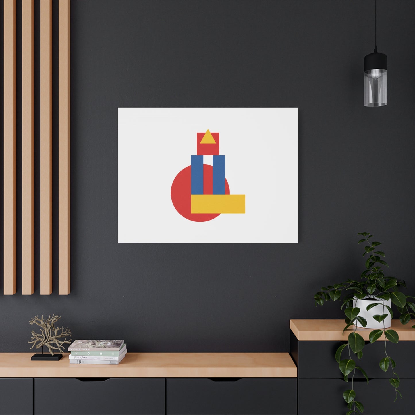 Abstract Geometric Shape Canvas Print — Minimalist Primary Color Wall Art